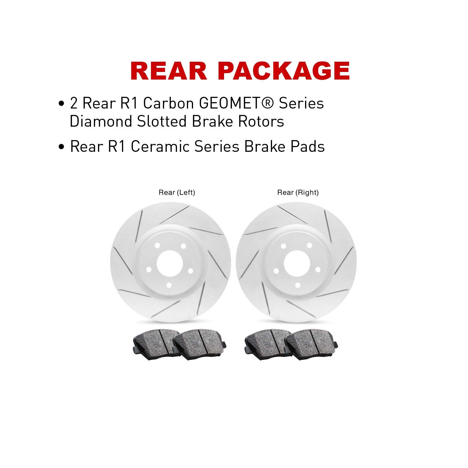 R1 Concepts Rear Brake Pads and Rotors Kit - Ceramic Brake Pads & Drilled/Slotted Rotors - Compatible with 2006-2014 Honda Ridgeline - Perfect for Daily Driving, Towing & Off-Road Adventures