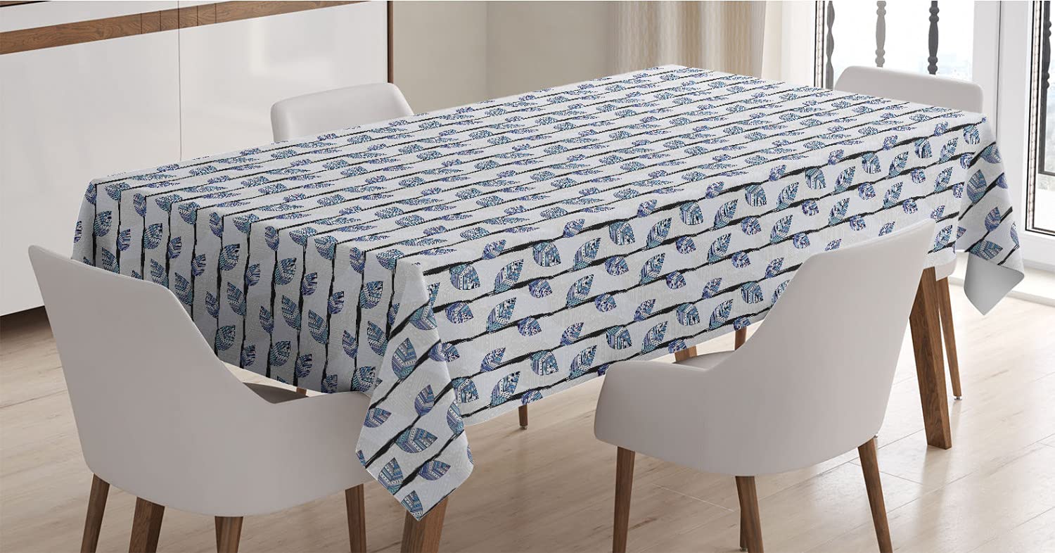 Ambesonne Ethnic Tablecloth - Abstract Ornamental Leaves Pastel Design, 60