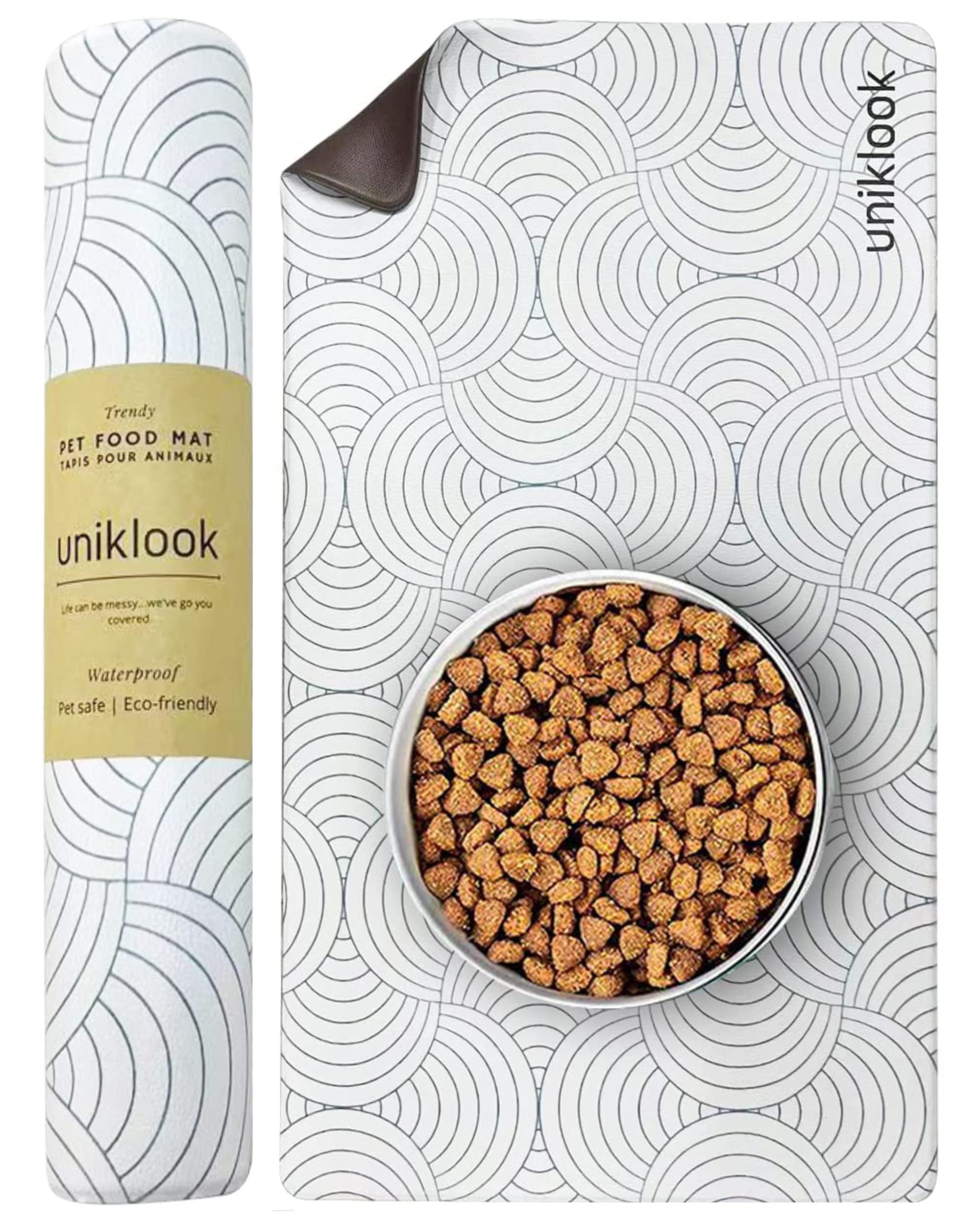 Non-Slip Waterproof Dog Food Mat - Large Pet Feeding Mat for Bowls, Food & Water - Durable Easy Clean Dog Bowl Mat for Kitchen & Floor - Perfect for Messy Eaters & Spill Protection