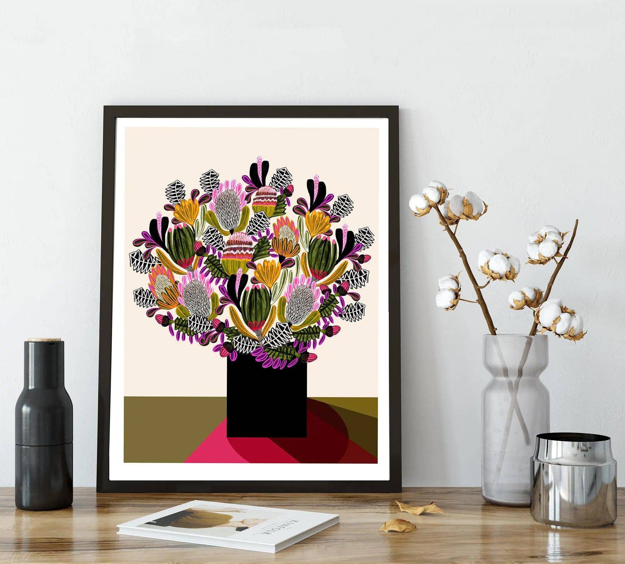 Australian Flowers Wall Decor - Botanical Art Print for Home & Office - Perfect for Living Room, Bedroom & Office Decor