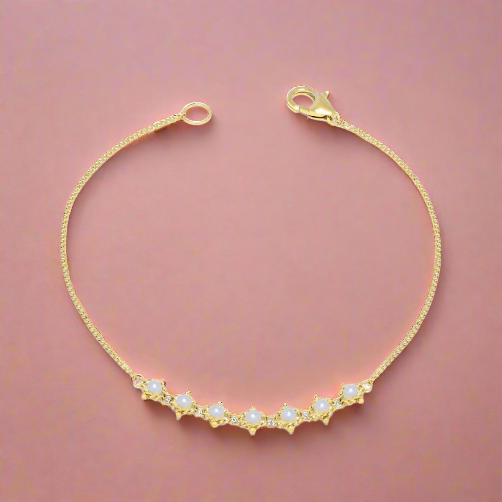 Elegant Pearl Beaded Textile Row Bracelet for Women - Perfect for Weddings, Parties & Everyday Wear
