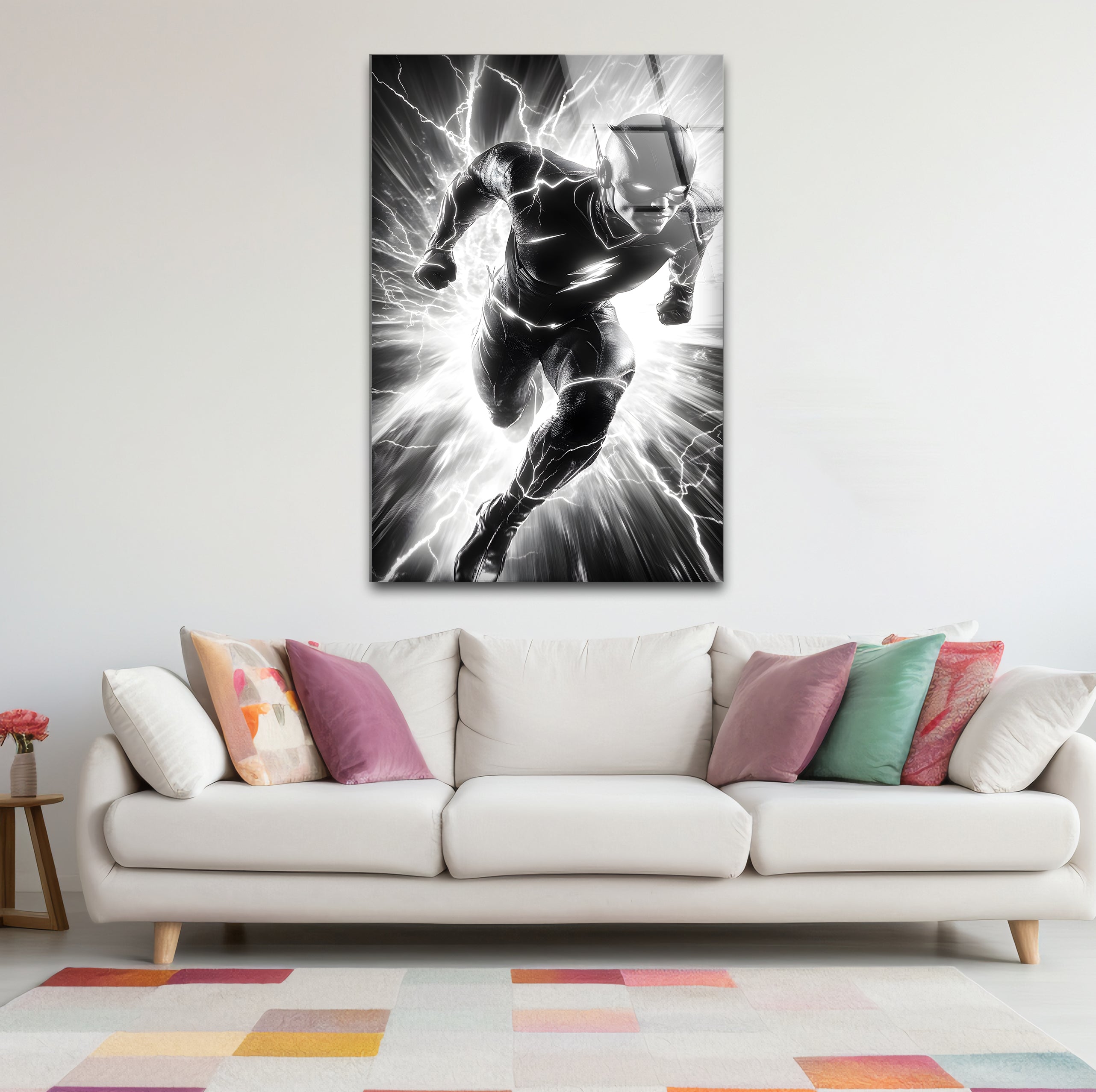 Black and White Flash Glass Wall Art - Modern Abstract Home Decor for Living Room, Bedroom & Office - Perfect for Gifts and Interior Design