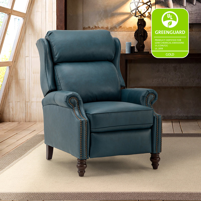Lucina Genuine Leather Manual Recliner Chair - Handcrafted Premium Leather Living Room Furniture for Relaxation & Comfort - Perfect for Home Theater, Reading Nook, and Office Lounge