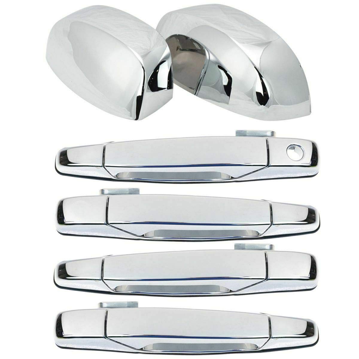 Chrome Exterior Door Handles with Mirror Caps Trim Upgrade - Compatible with Chevy & GMC Pickup Trucks - Perfect for Truck Customization & Style Enhancement