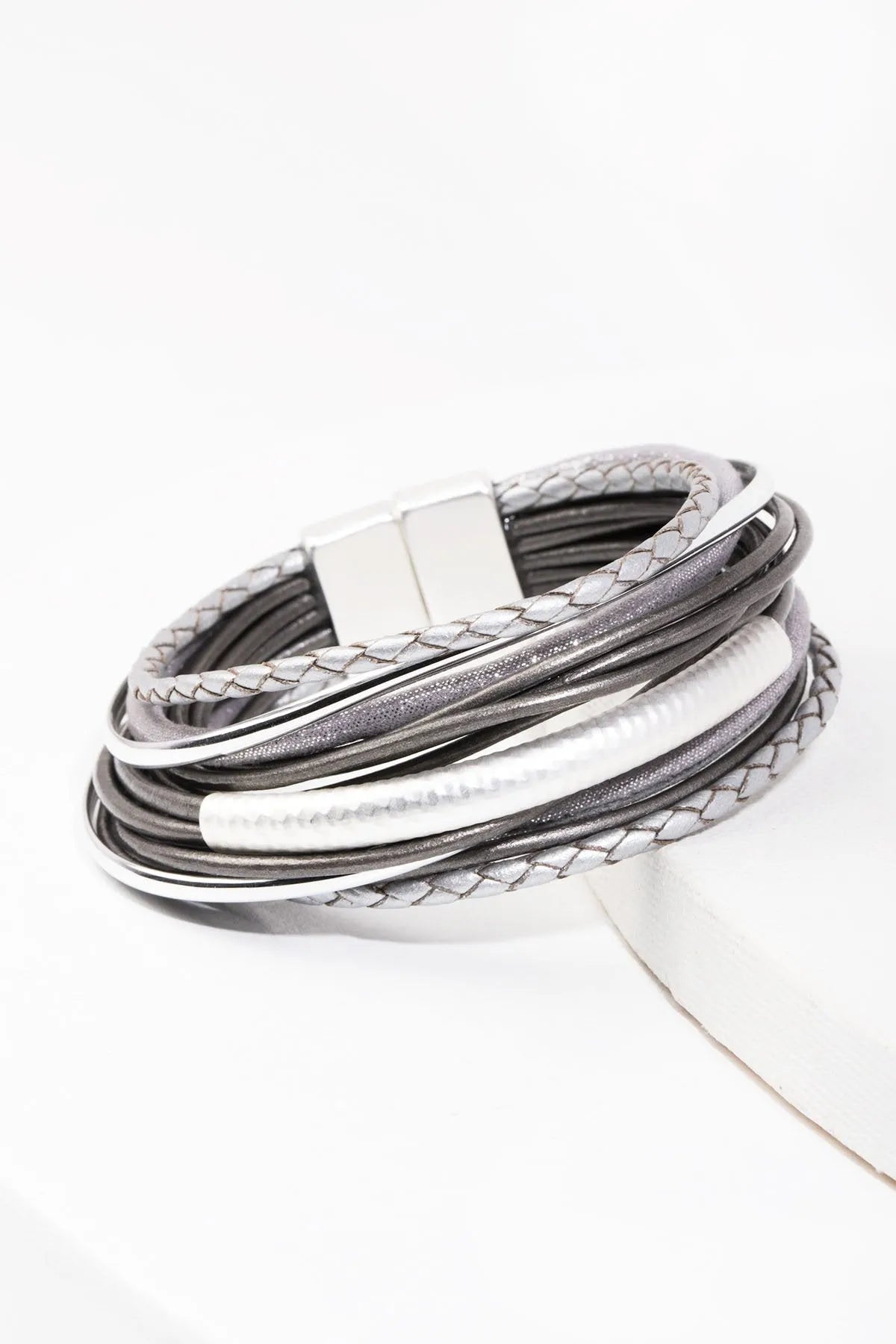 Elegant Multi Strand Shimmer Leather Bracelet for Women - Boho Chic Handmade Jewelry Gift for Party, Wedding & Everyday Wear