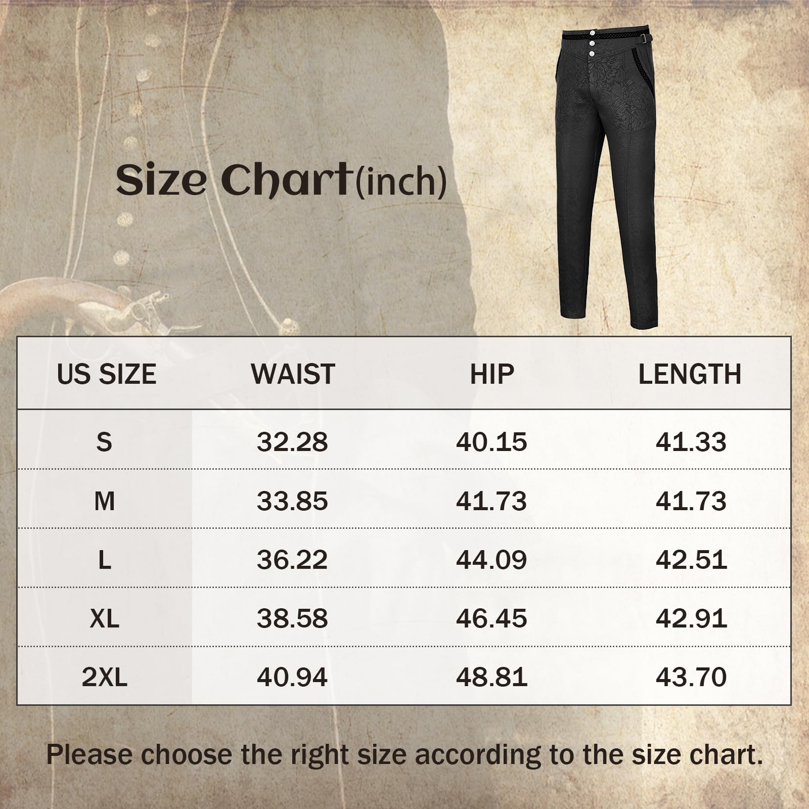 Gothic Steampunk Victorian Pants for Men - Medieval Pirate Cosplay Costume Trousers - Perfect for Halloween, Renaissance Fairs & LARP Events