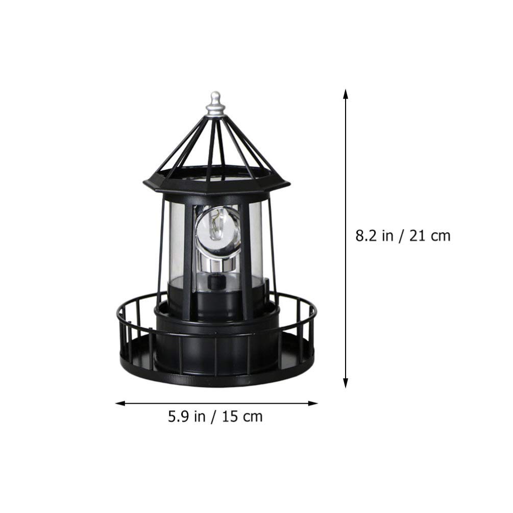 DOITOOL Solar Powered LED Rotating Lighthouse - Waterproof Outdoor Solar Light for Garden, Yard, Patio, Lawn & Fence Decor - Black - Perfect for Landscape Lighting, Pathway Illumination & Backyard Ambiance
