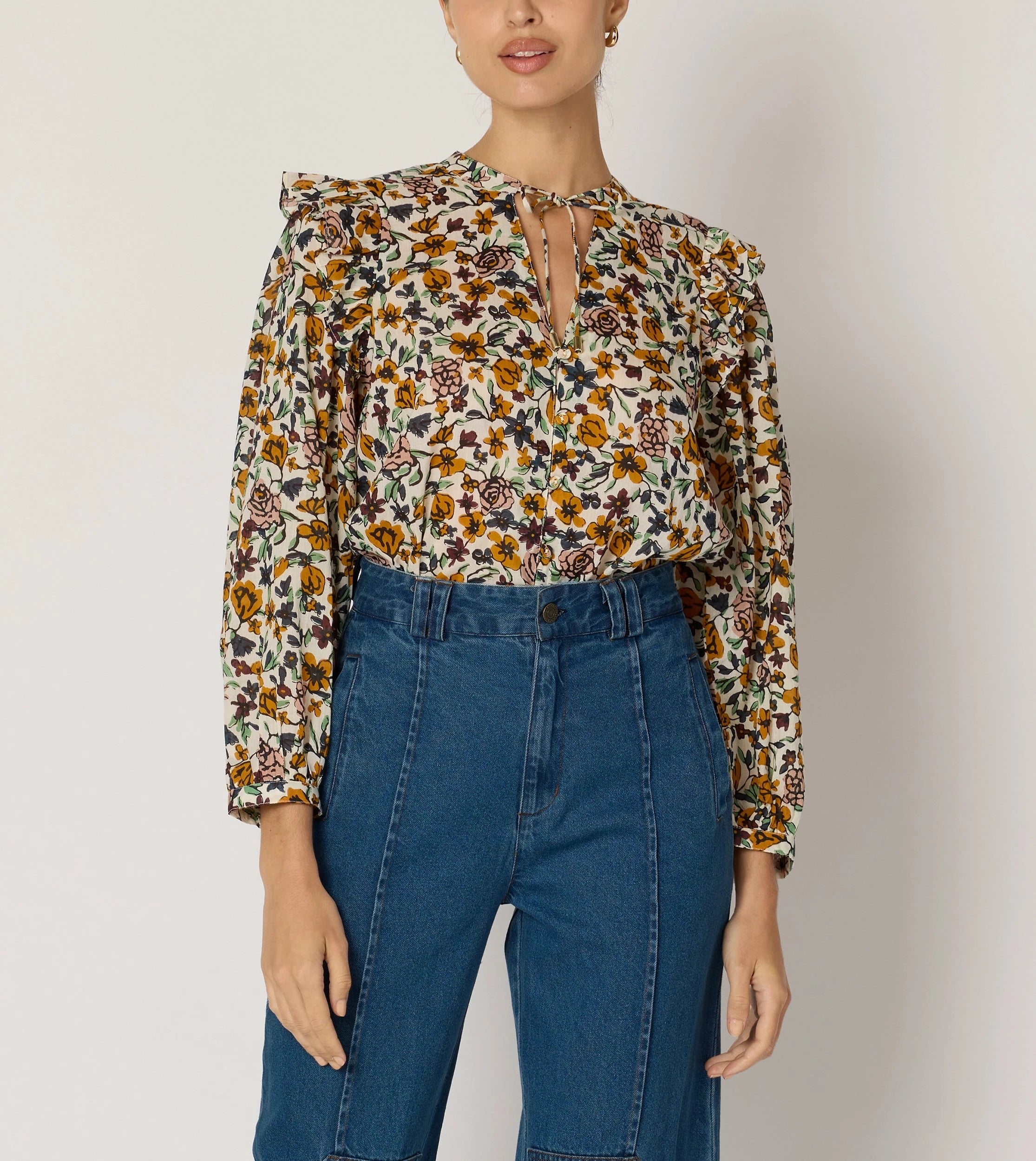Malin Blouse | Wild Cosmos Print Women's Tops - Elegant Floral Blouse for Casual Wear, Office & Date Night Outfits