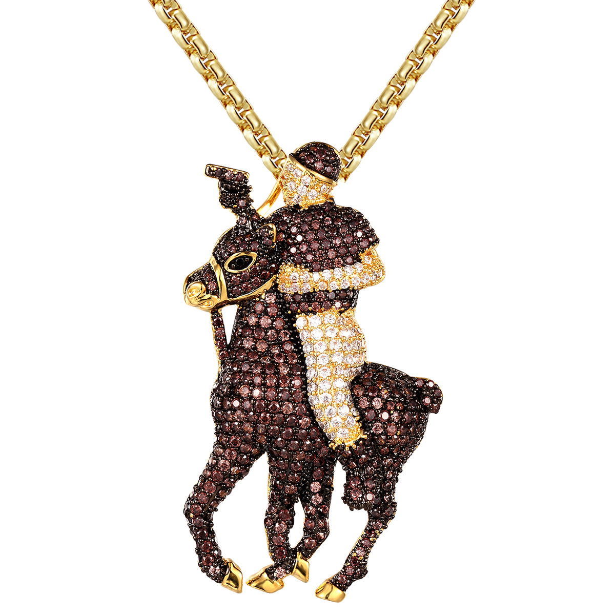 Custom Sterling Silver Icy Horse Jockey Pendant for Men - Perfect for Gifts, Hip Hop Jewelry & Equestrian Fashion Accessories
