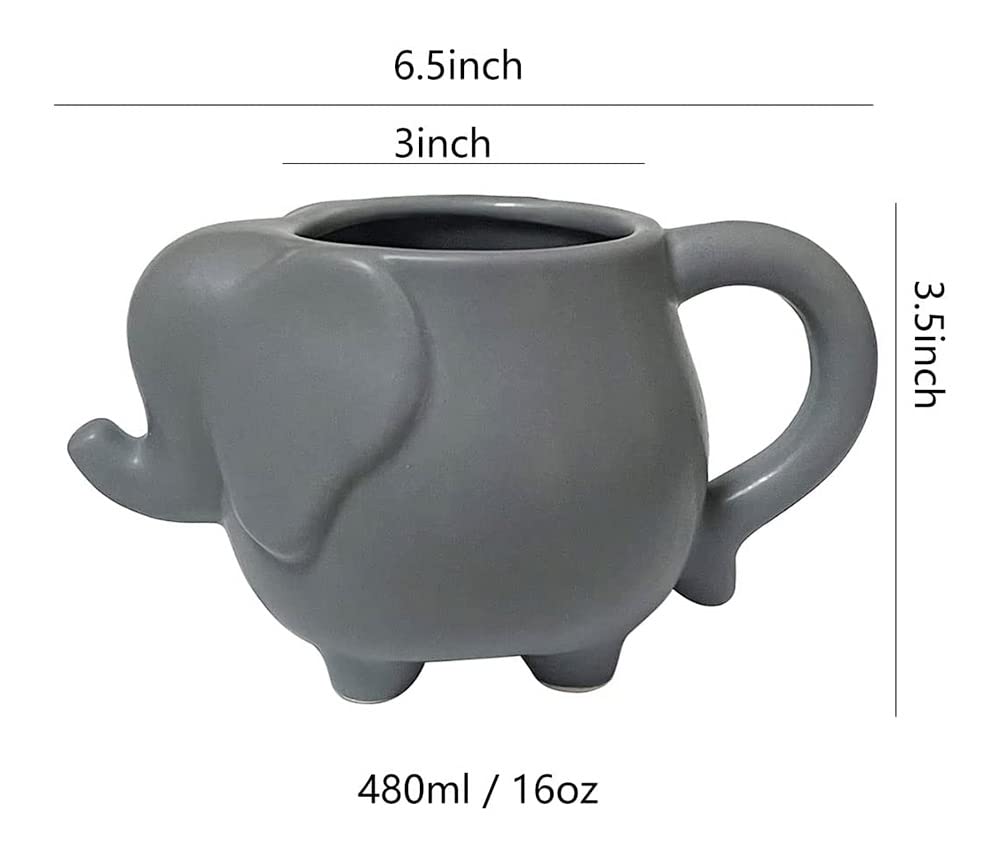 3D Ceramic Elephant Coffee Mug with Handle - Unique Relief Design for Tea, Milk & Hot Drinks - Perfect Gift for Home & Office Use