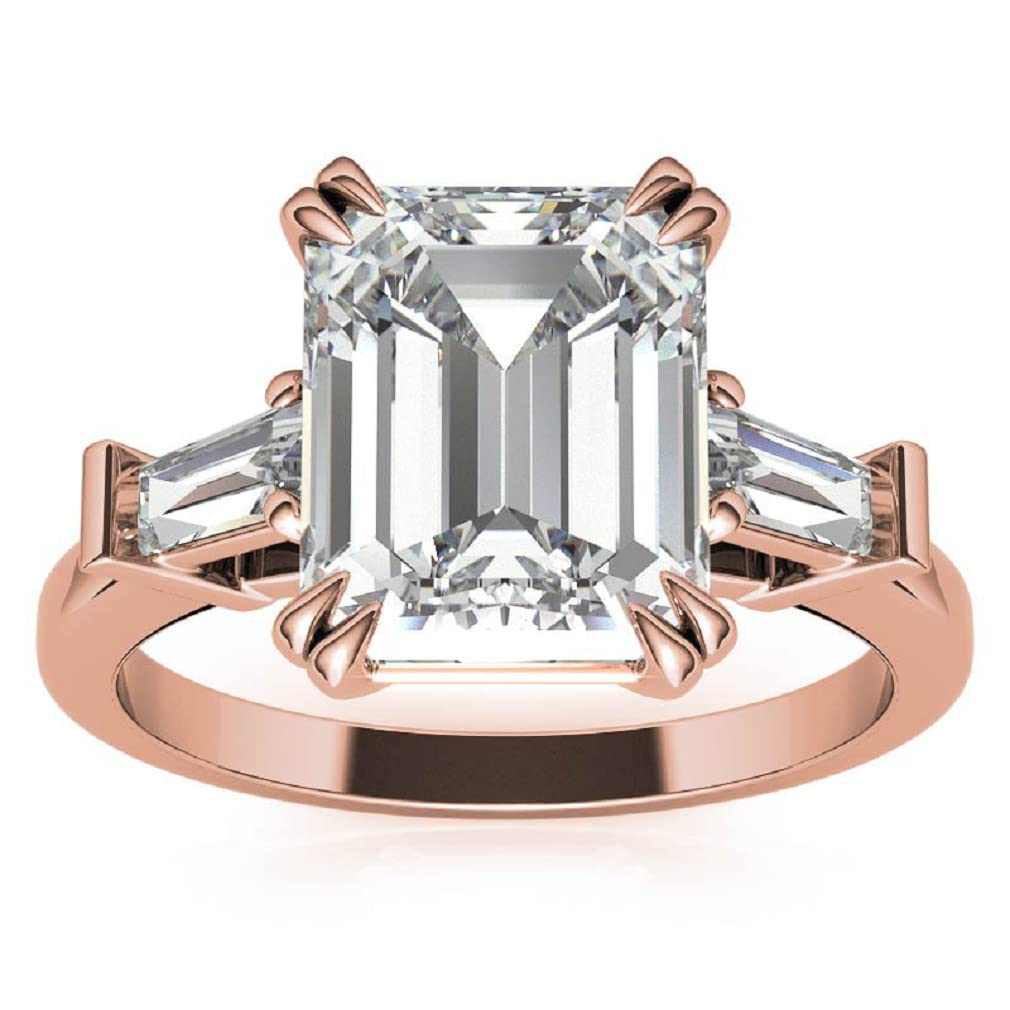 10K Solid Rose Gold Handmade Engagement Ring - 2.0 CT Emerald Cut Moissanite Diamond Solitaire Wedding Band for Women - Perfect for Proposals, Anniversaries & Bridal Jewelry Sets