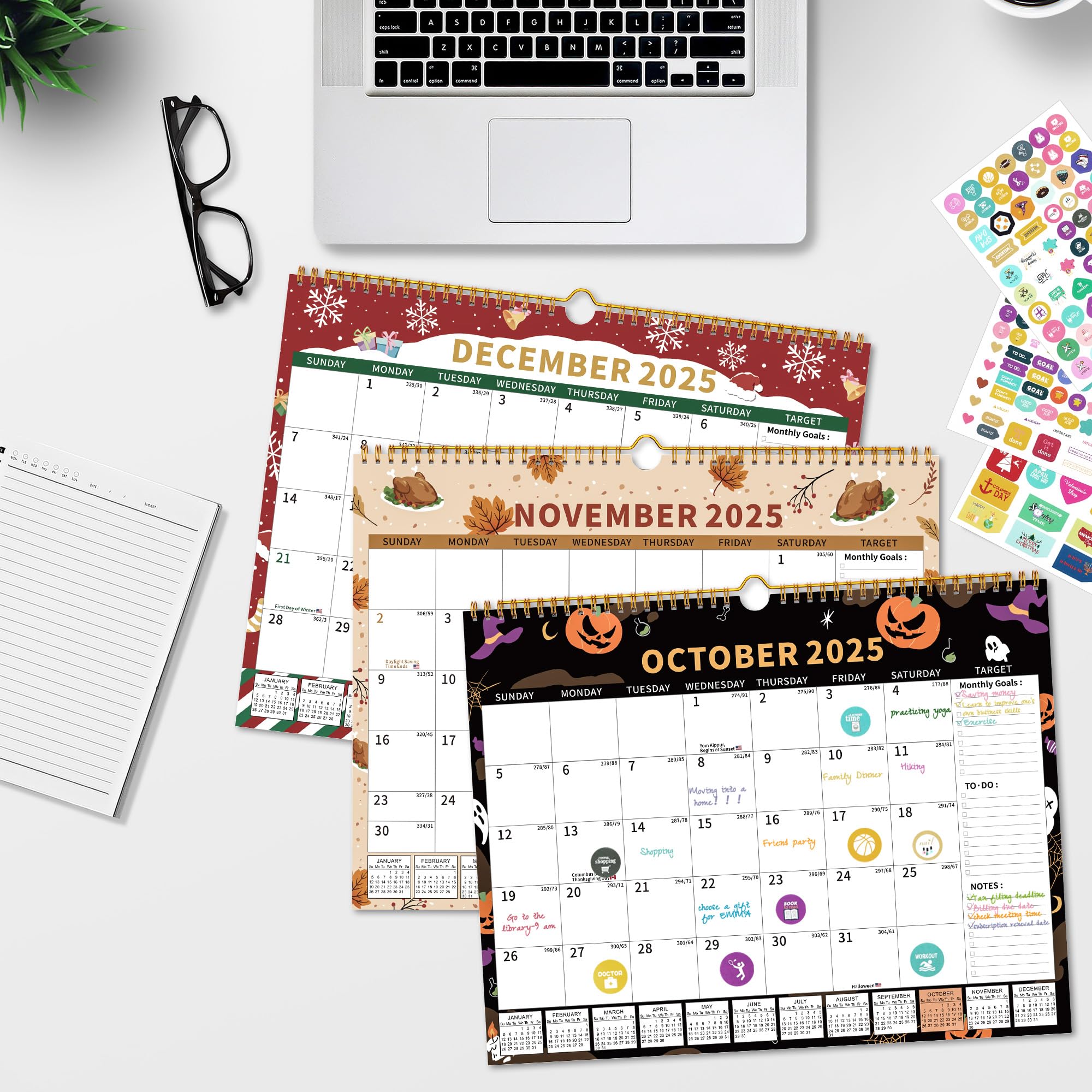 2025-2026 Wall Calendar - 18 Month Spiral Bound Hanging Calendar with Magnetic Back (15