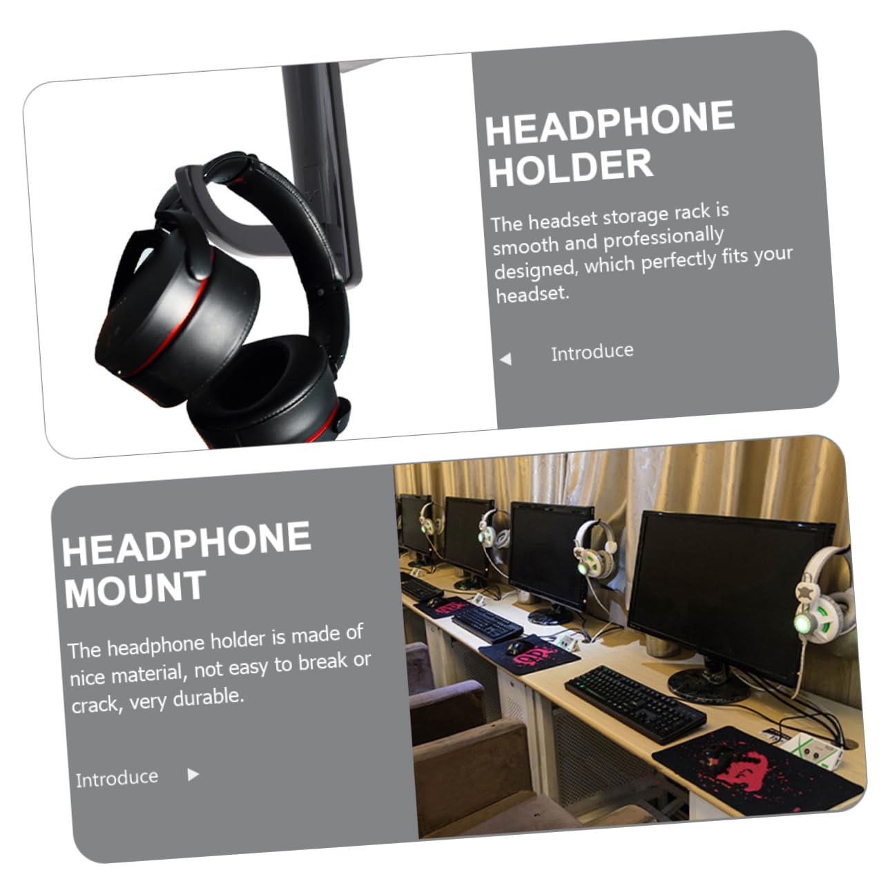 OSALADI 6-Pack Headset Stand - Adjustable Gaming Headphone Holder with Non-Slip Base, Headphone Hanger Rack for Desk Organization - Perfect for Gamers, Streamers & Home Office Setup