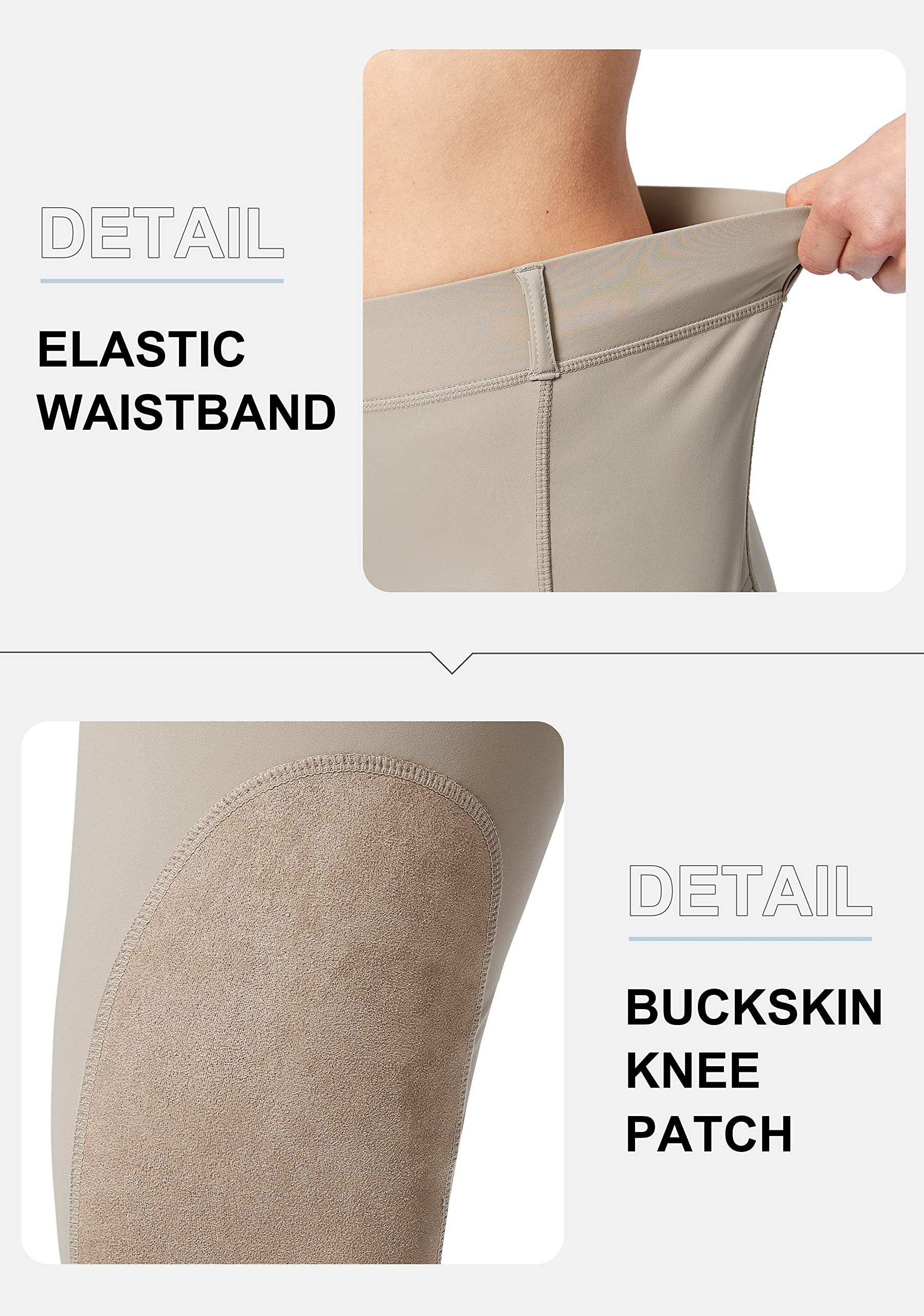 SANTINY Women's Equestrian Riding Pants with Zipper Pockets & Knee Patches - Breathable Schooling Tights for Horseback Riding, Training & Competition - Perfect for English & Western Riding Styles