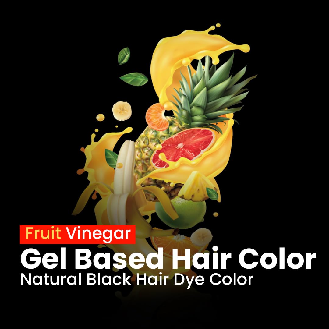 PRO ADS Proads Ammonia-Free Fruit Vinegar Hair Dye Gel - Natural Black Color for Men & Women | 10-Minute Instant Hair Coloring | 1000ml | Perfect for Home Use, Salon Styling & Quick Touch-Ups