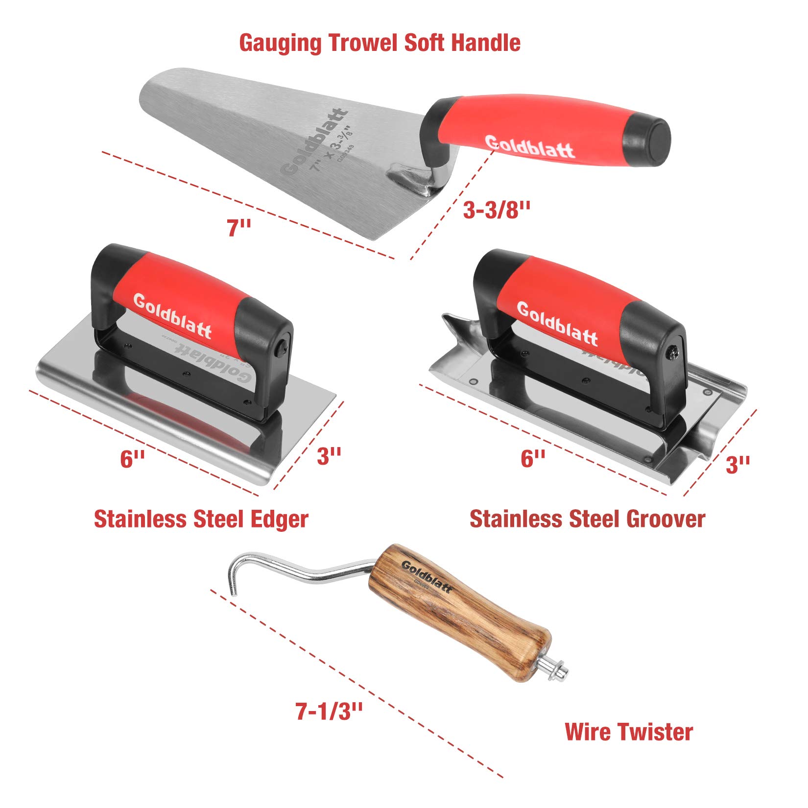 Goldblatt 2-Piece Razor Blade Scraper Set & 8-Piece Masonry Hand Tool Kit - Premium Construction Tools for Tile Removal, Grout Cleaning, and DIY Home Improvement Projects