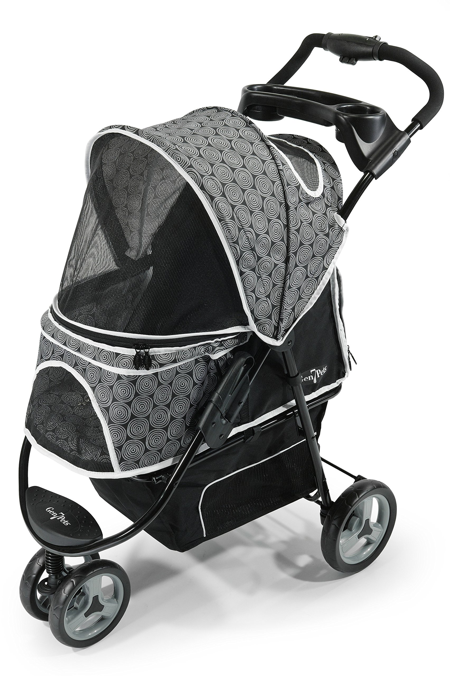 Gen7Pets Promenade Pet Stroller for Small Dogs & Cats - Lightweight Folding Travel Carrier with Storage Basket - Perfect for Vet Visits, Shopping & Outdoor Adventures