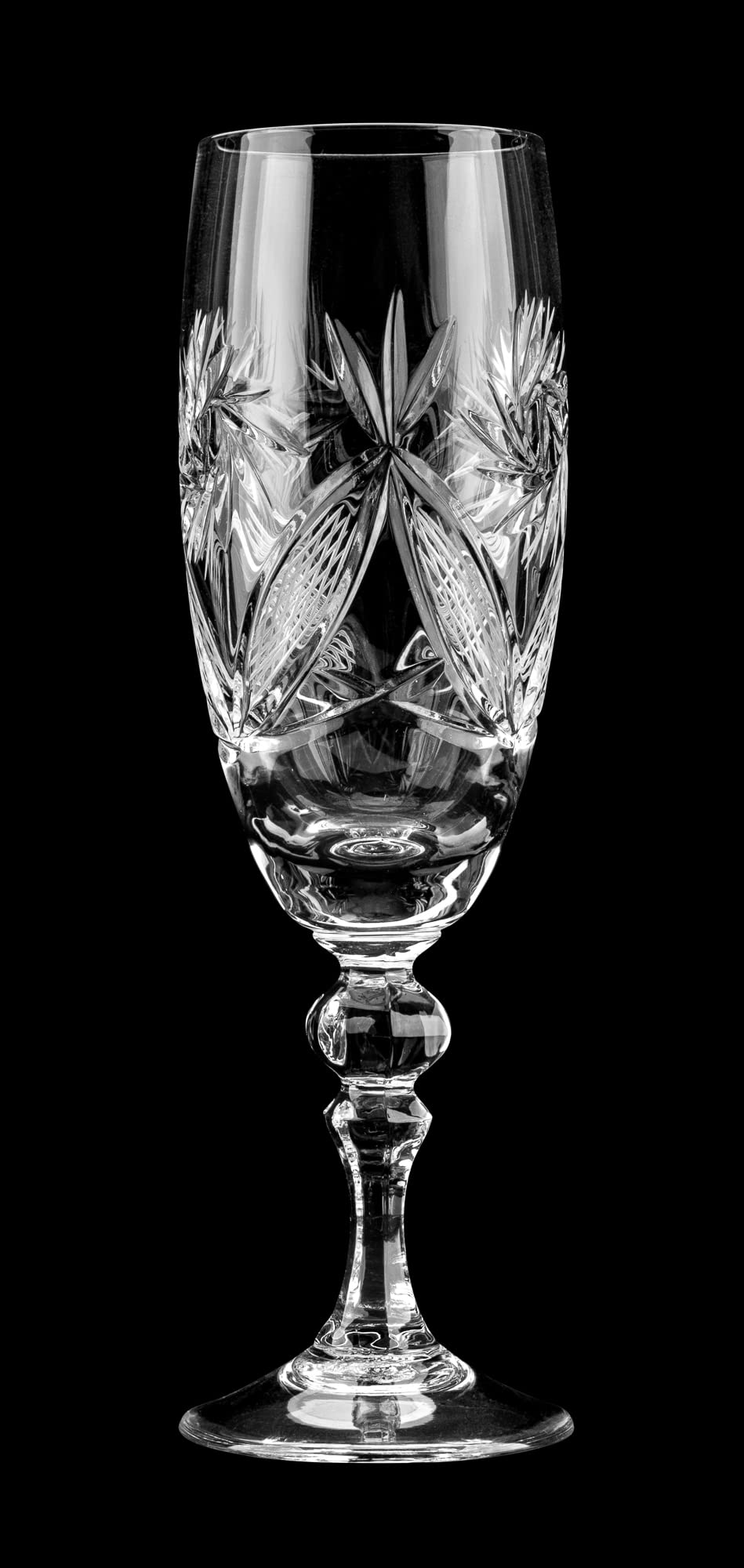 Premium 6-Piece Russian Cut Crystal Champagne Glasses Set - 200ml/6.8oz Handmade Stemware for Weddings, Anniversaries & Special Occasions
