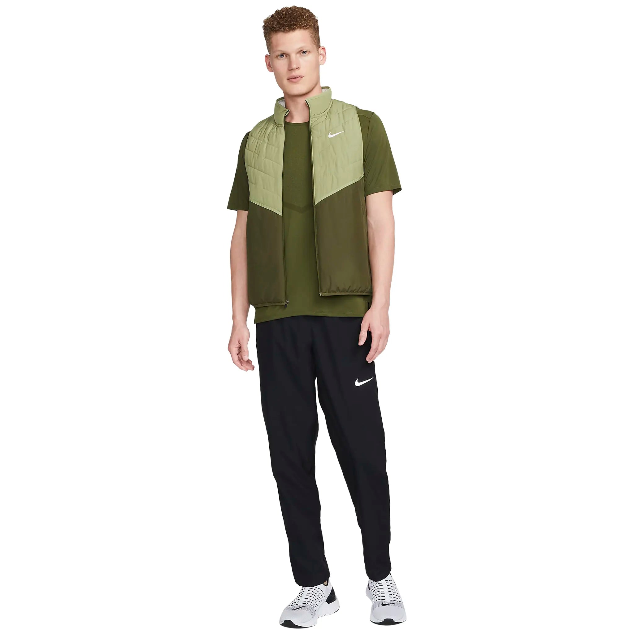 Nike Therma FIT Repel Green Vest - Lightweight Water-Resistant Running Jacket for Men - Perfect for Outdoor Jogging, Hiking & Cold Weather Activities