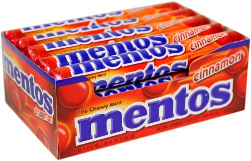 Mentos Cinnamon Chewy Mints - 15 Pack (1.32oz Each) - Fresh Breath Mints for Office, Travel & On-the-Go - Perfetti Van Melle