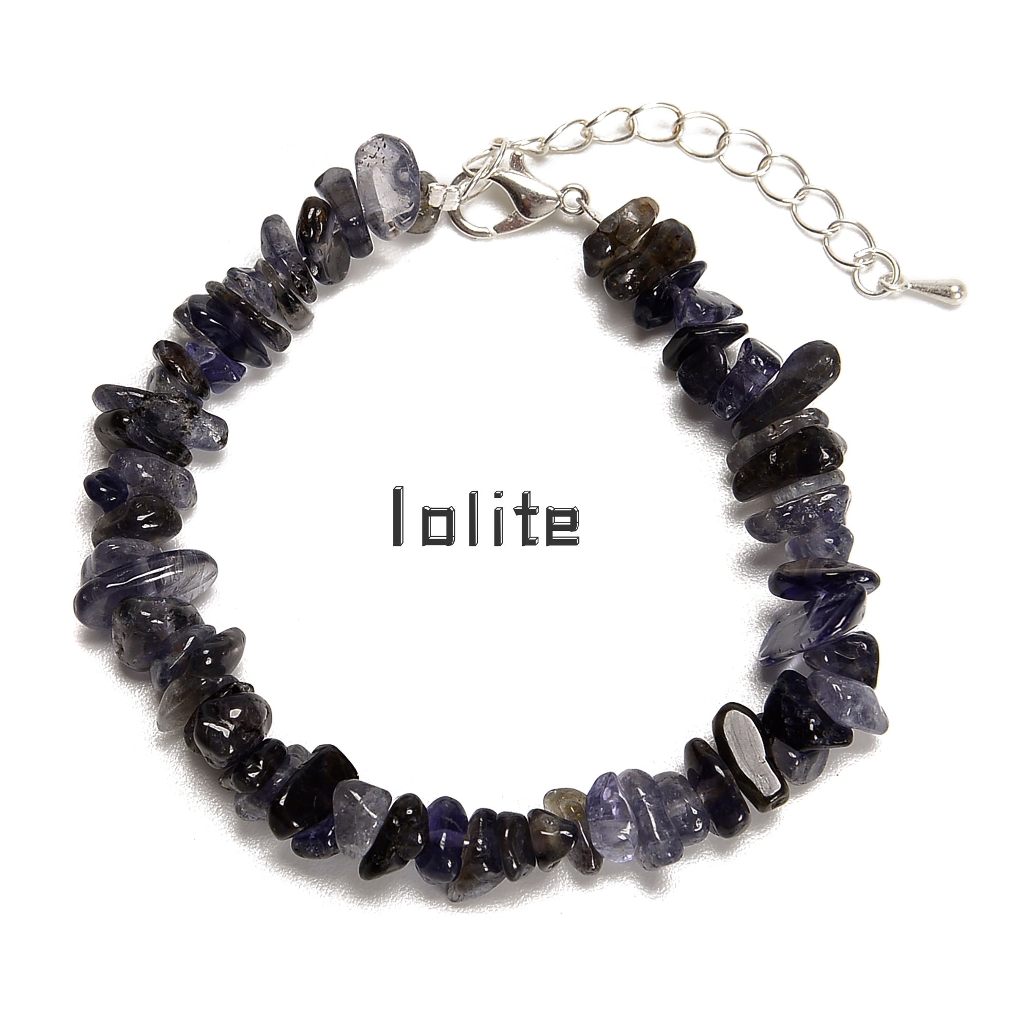 03 Mixed Gemstone Chips Bracelet - Silver Plated Clasp, 5-8mm Beads, 7