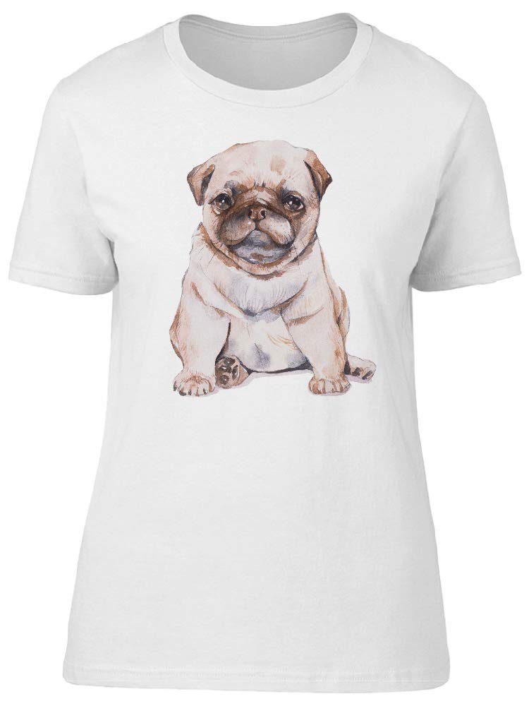 Stylish Watercolor Pug Print T-Shirt for Women | Soft Cotton Casual Tee | Perfect for Dog Lovers, Daily Wear & Gifts