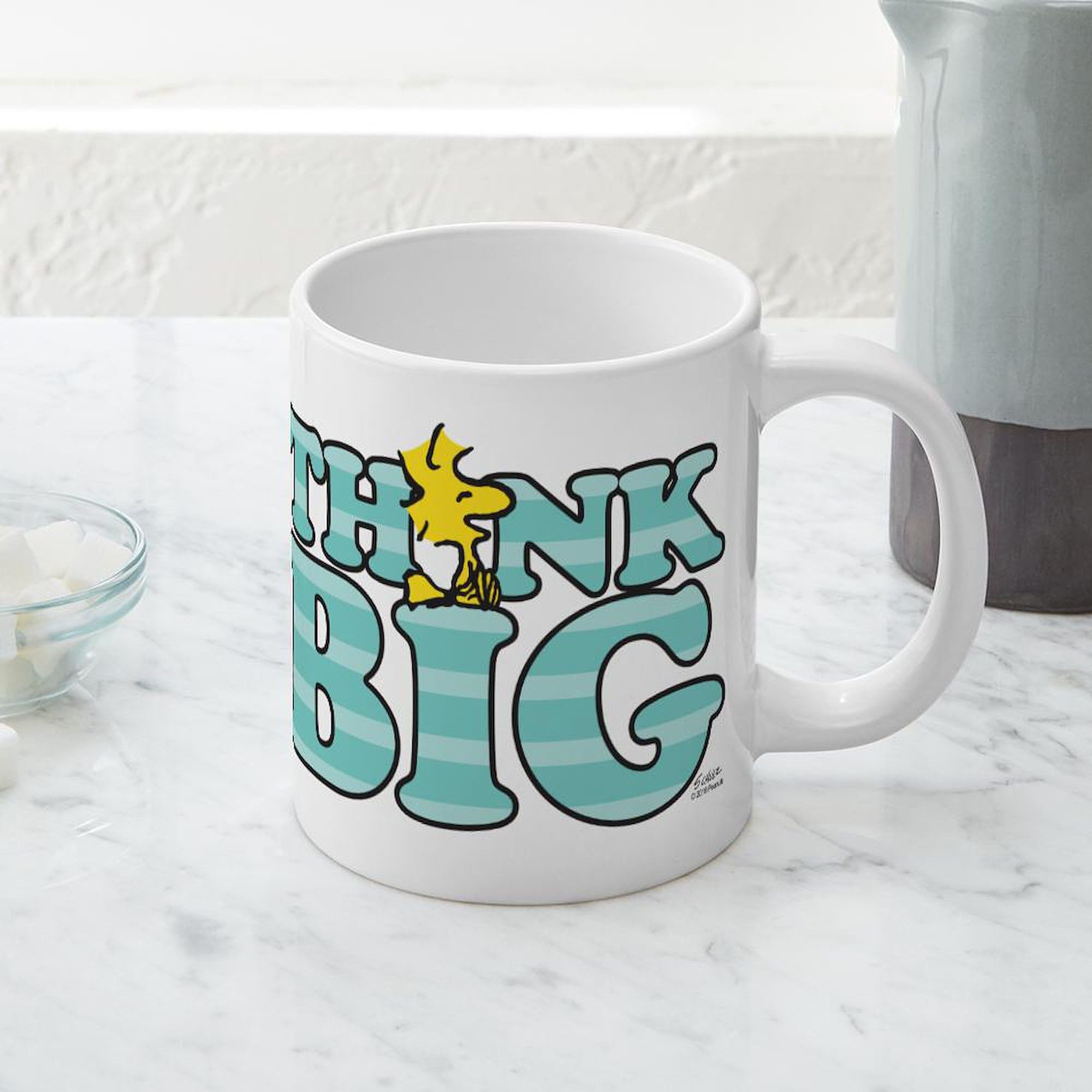 Woodstock Think Big 20 oz Ceramic Coffee Mega Mug - Large Insulated Coffee Cup for Home, Office & Camping - Funny Hippie Gift for Coffee Lovers