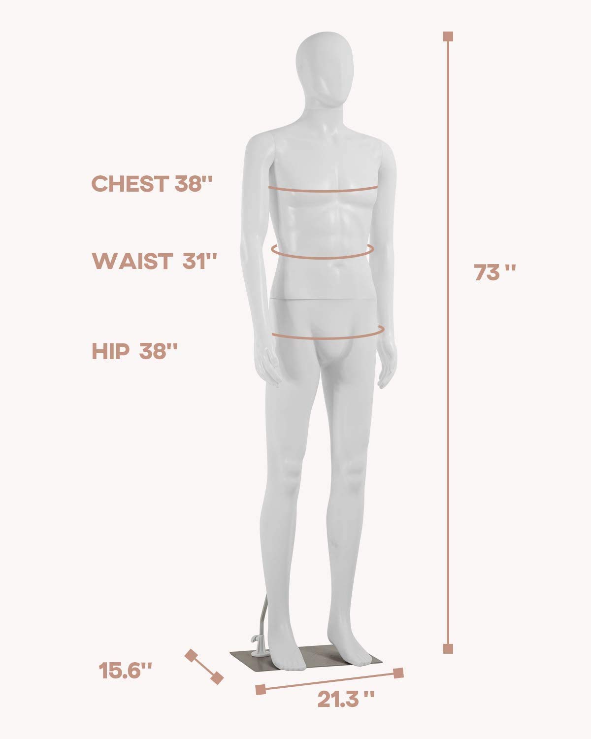 6FT Realistic Male Mannequin with Metal Stand - Full Body Dress Form for Sewing & Display (73 Inch) | Perfect for Tailoring, Fashion Design, and Retail Store Displays