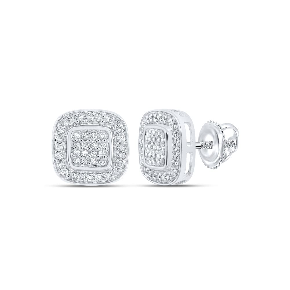 Dazzlingrock 10K White Gold Women's Round Square White Diamond Earrings 1/4 CTTW - Perfect for Weddings, Anniversaries & Special Occasions
