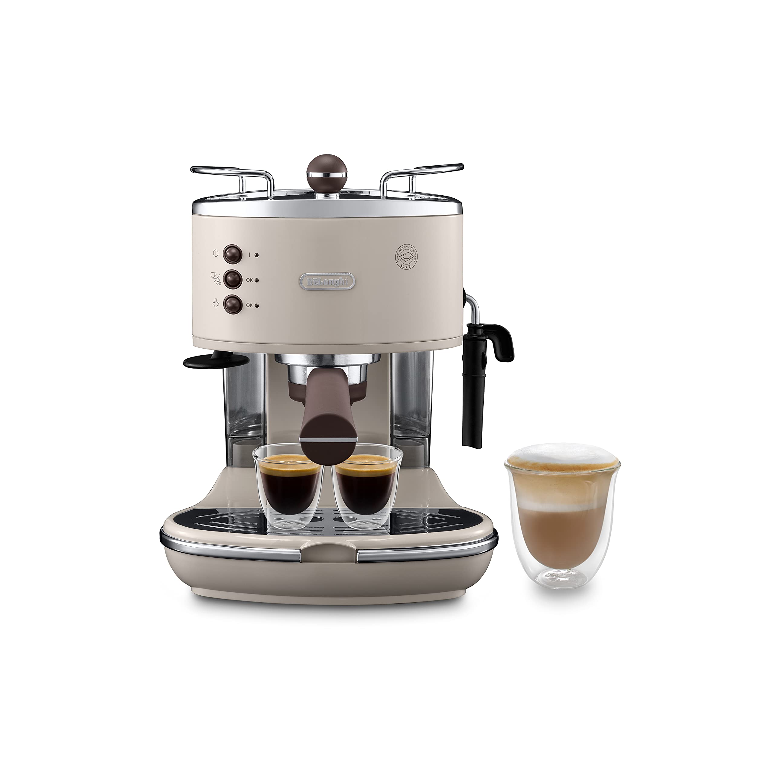 De'Longhi Vintage Icona Traditional Barista Pump Espresso Machine - 1.4L Cream Coffee Maker for Cappuccino & Latte | Perfect for Home Baristas & Coffee Lovers | ECOV311BG