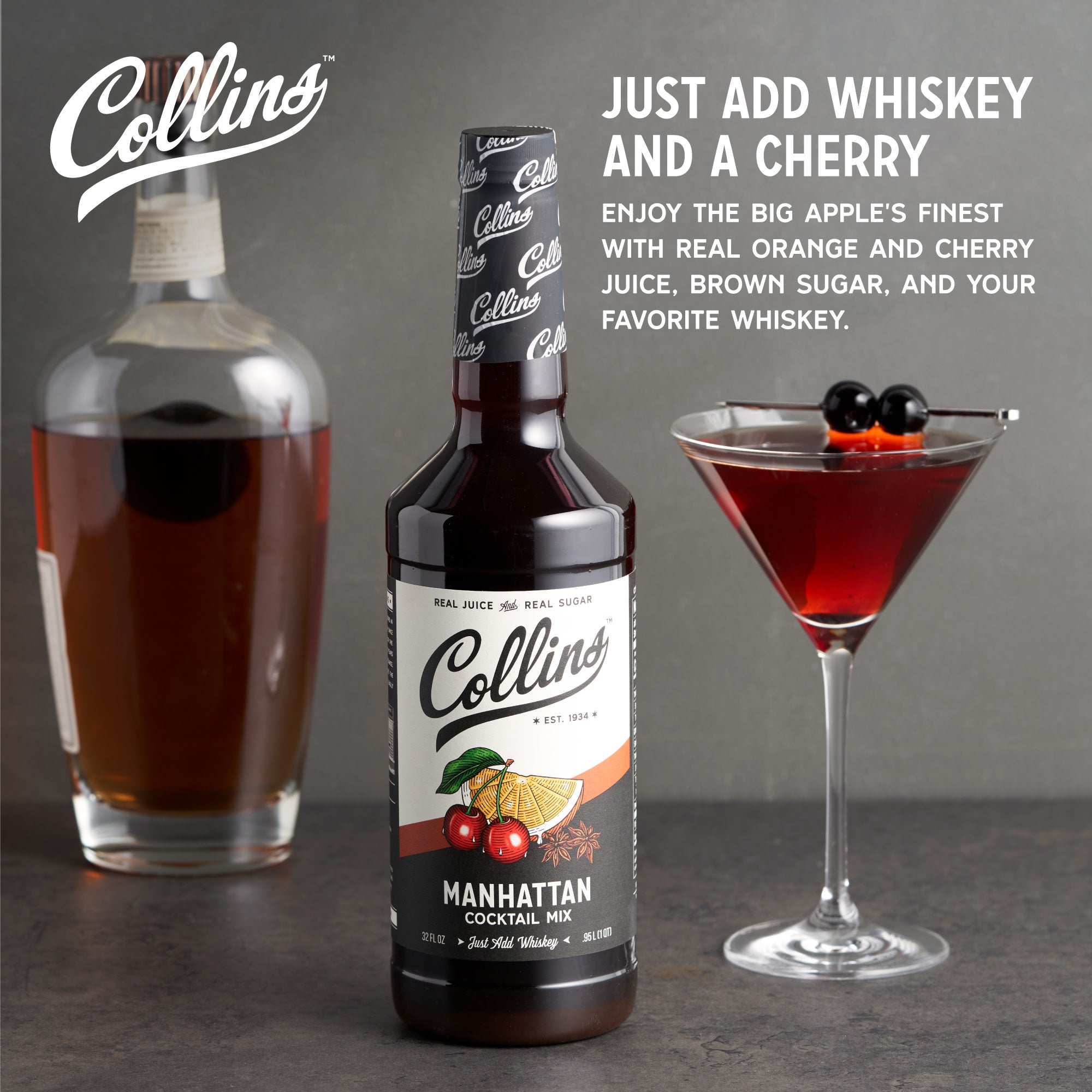 Premium Manhattan Cocktail Mix - 32 oz Bottle | Classic Whiskey Cocktail Mixer for Home Bars, Parties & Entertaining | Perfect for Happy Hours, Dinner Parties & Special Occasions