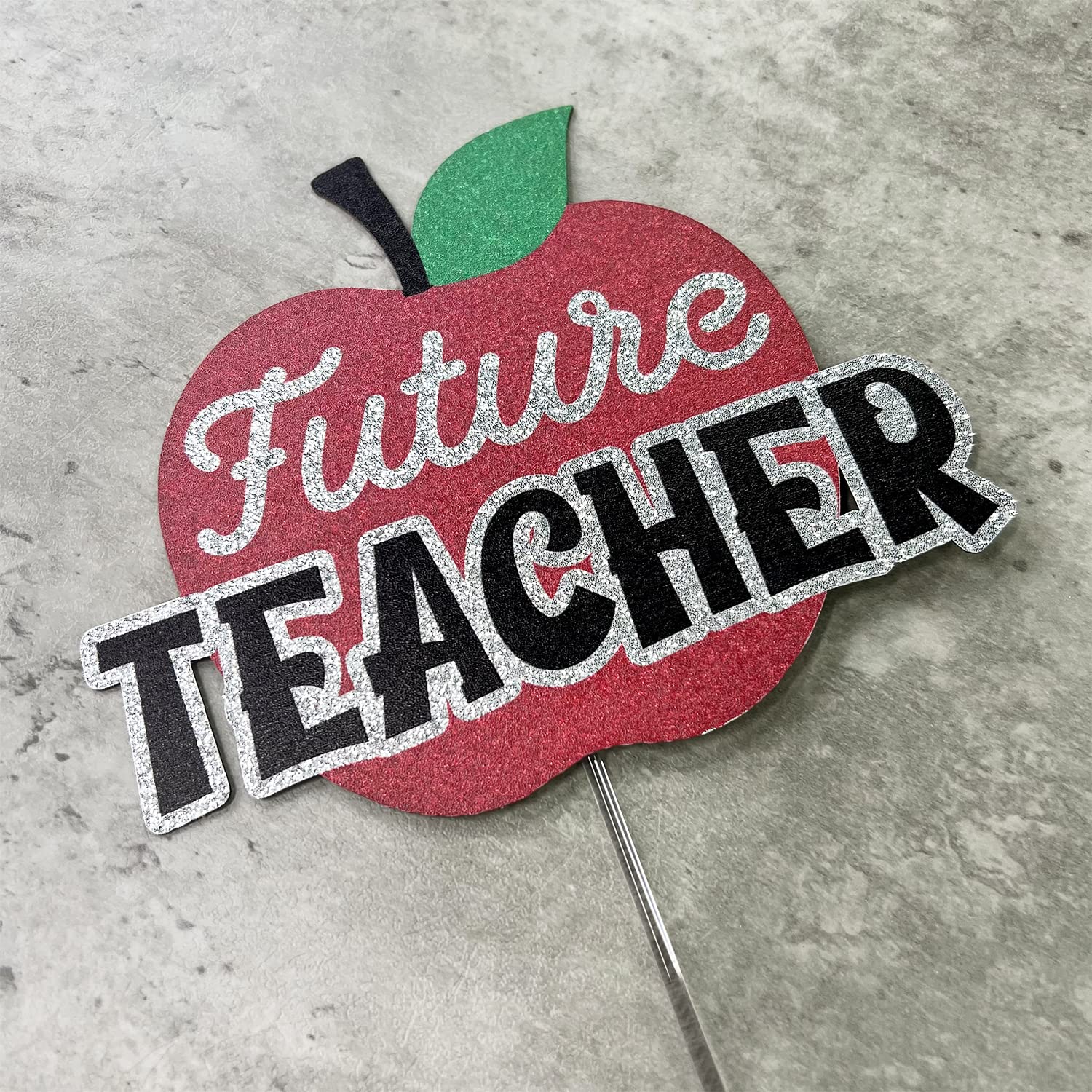 Future Teacher Cake Topper - Congrats Teacher Graduation Cake Decorations - Teacher Grad Party Supplies for Classroom Celebrations & Retirement Parties
