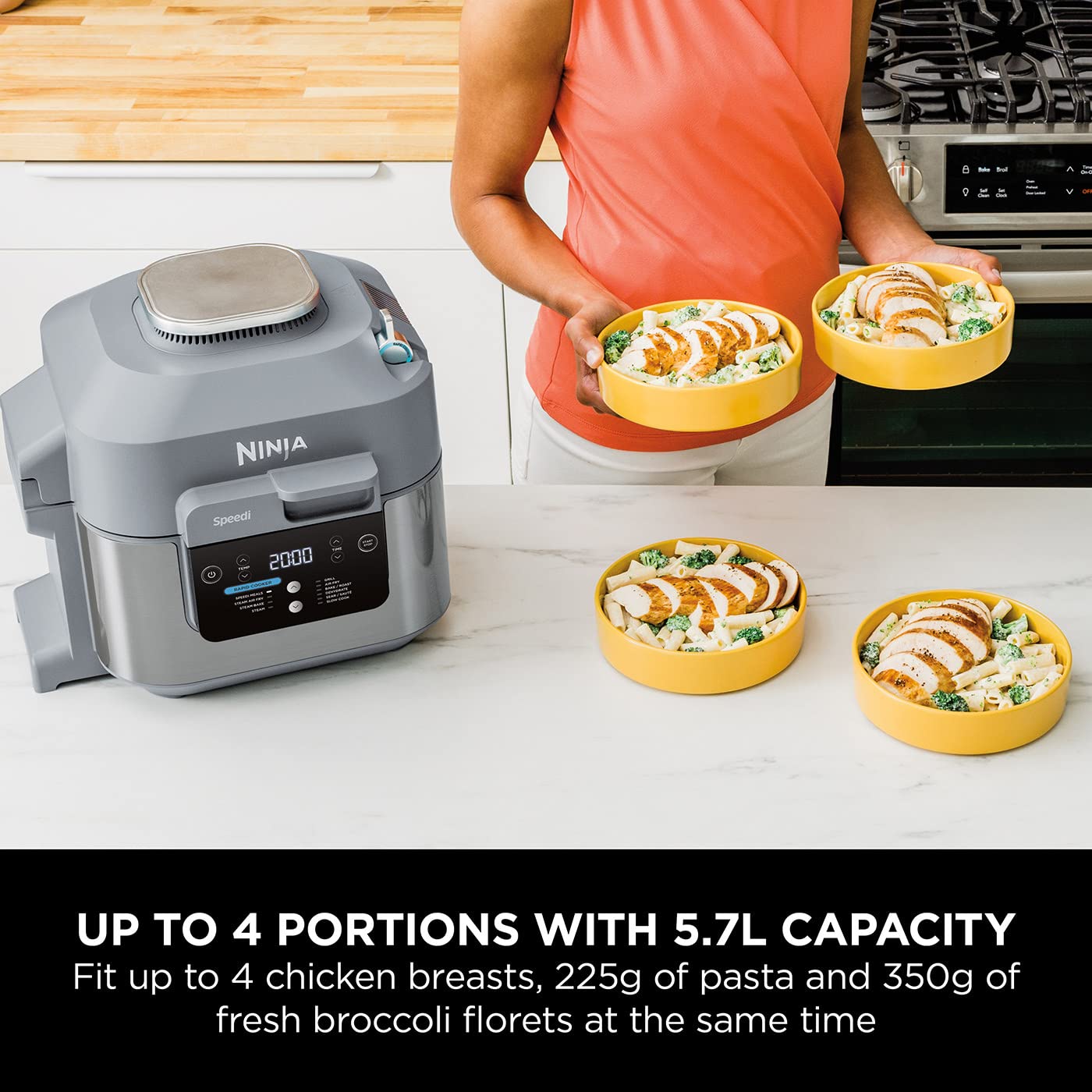 Ninja Speedi 10-in-1 Rapid Cooker & Air Fryer, 5.7L Multi Cooker for Family of 4 | Air Fry, Steam, Grill, Bake, Roast, Sear & Slow Cook | Cooks 4 Portions in 15 Minutes | Sea Salt Grey (ON400UK) | Perfect for Quick Weeknight Dinners, Meal Prep & Healthy Cooking