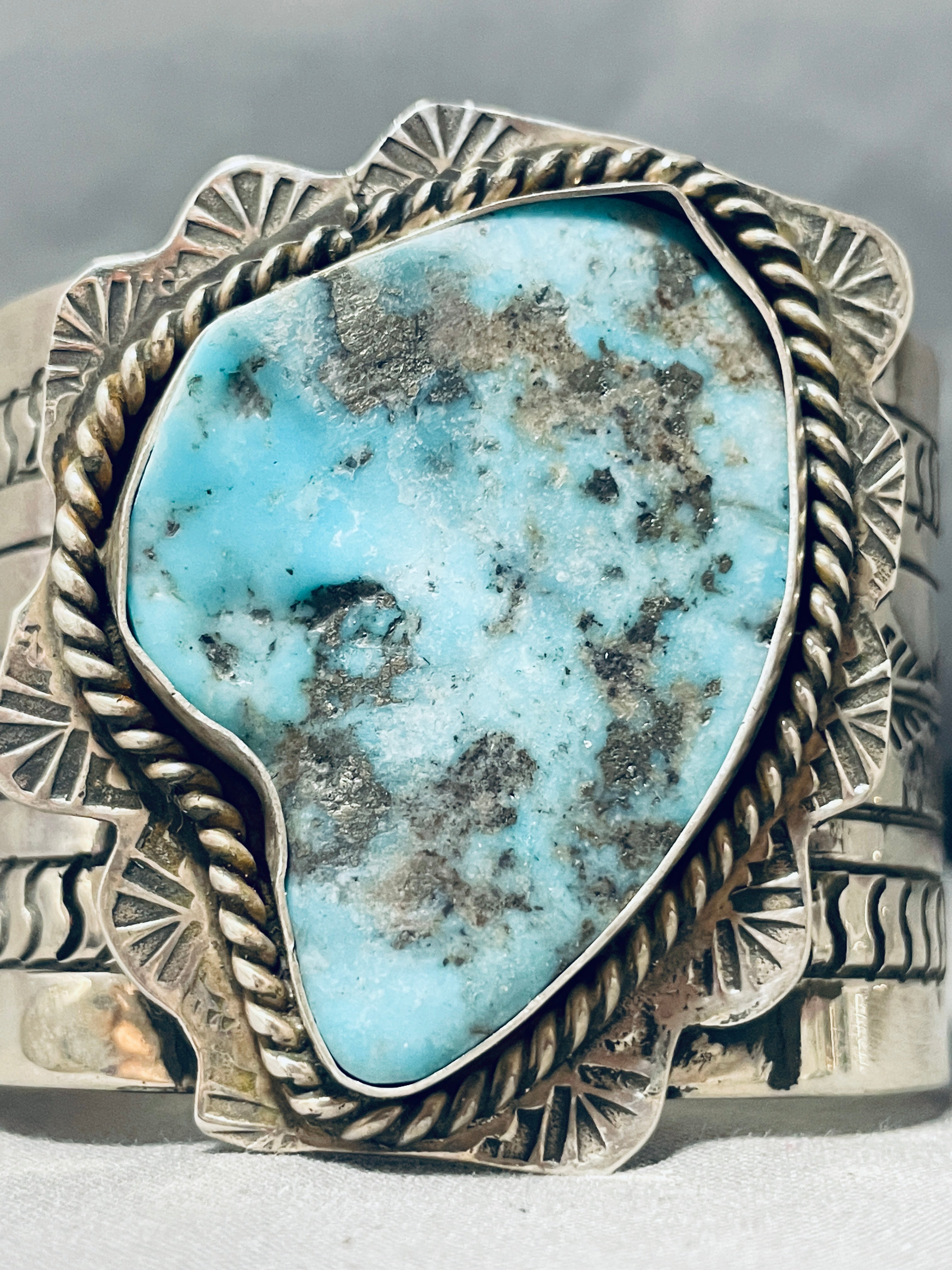 158g Stunning Native American Navajo Morenci Turquoise Sterling Silver Bracelet - Handmade Jewelry for Women, Boho Chic Accessory for Casual & Formal Wear
