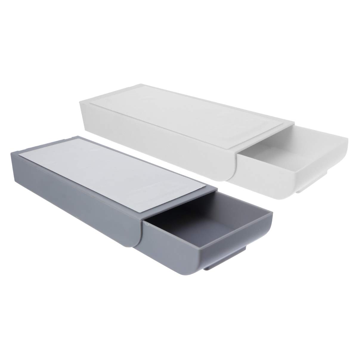VICASKY 2-Pack Under Desk Drawer Organizer Set - Hidden Storage Tray with Self-Adhesive for Office, Home & School - Perfect for Organizing Supplies Under Tables, Desks and Workstations