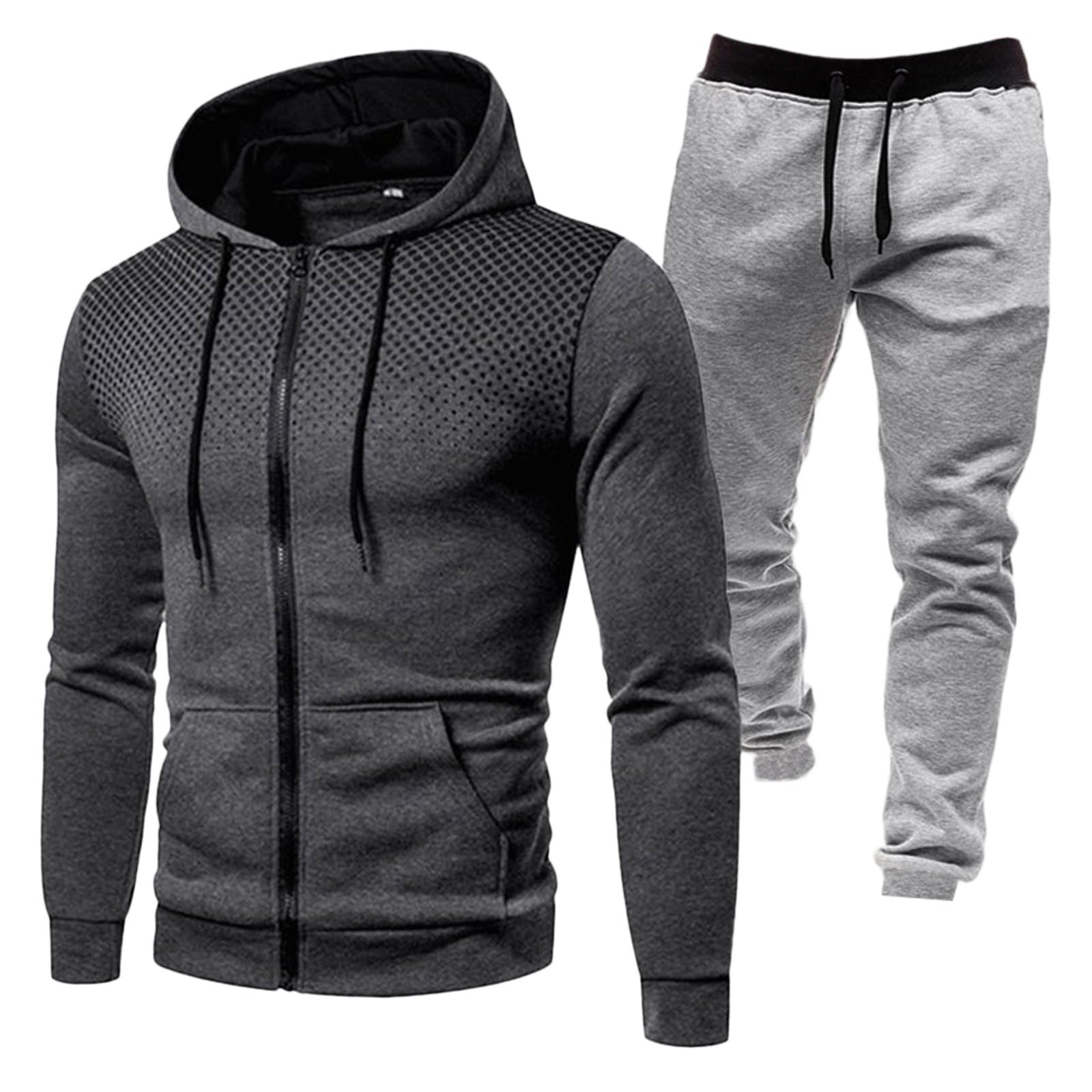 Blandoom Men's Red Tracksuit Set - Full Zip Hooded Jacket & Jogger Pants 4XL | Gym Workout Outfit, Running Activewear, Casual Streetwear for Men