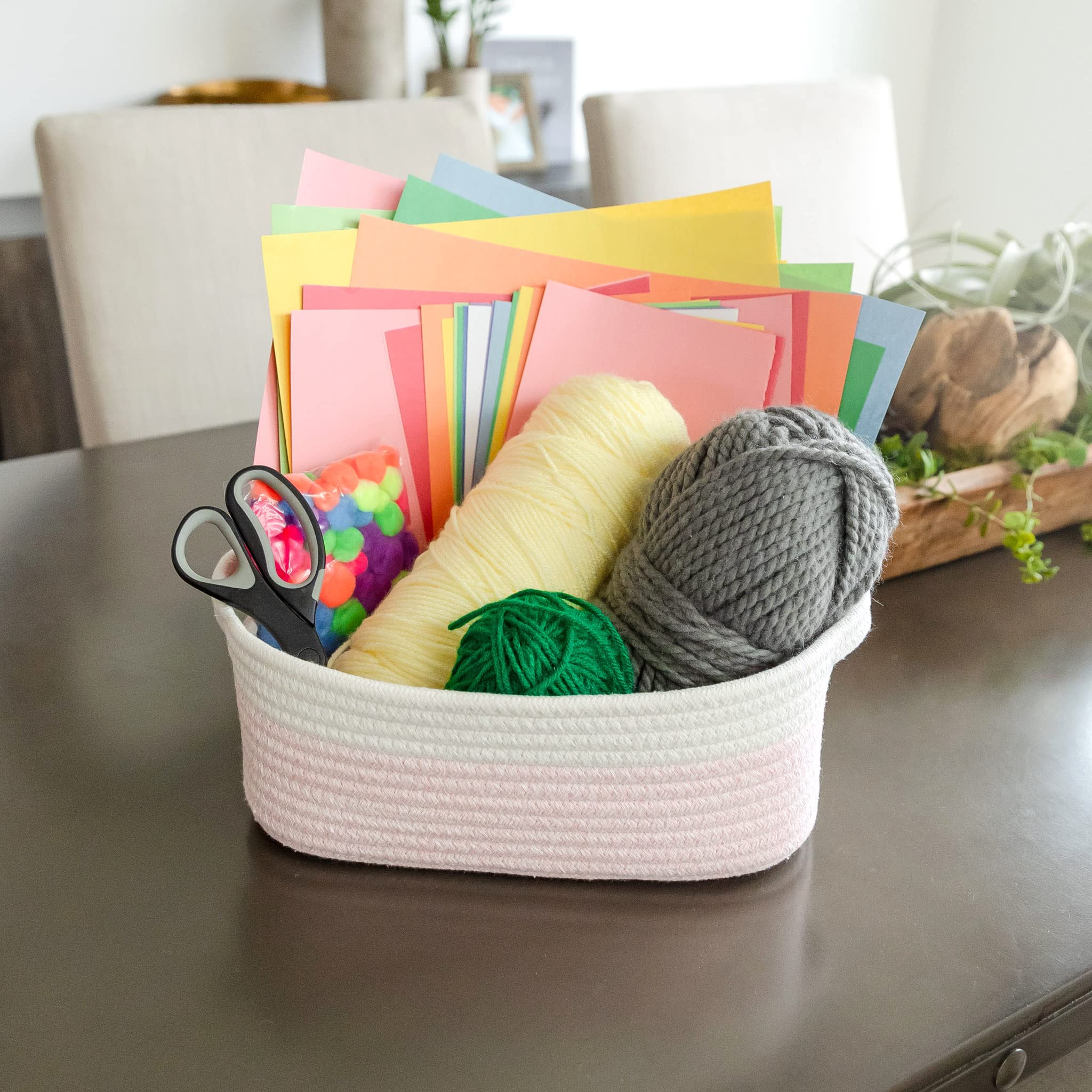 NaturalCozy 5-Piece Rectangle Storage Basket Set - Eco-Friendly Cotton Rope Woven Organizer Bins for Home & Nursery | Perfect for Montessori, Baby Toys, Pet Supplies, Bathroom Organization & Clutter Control