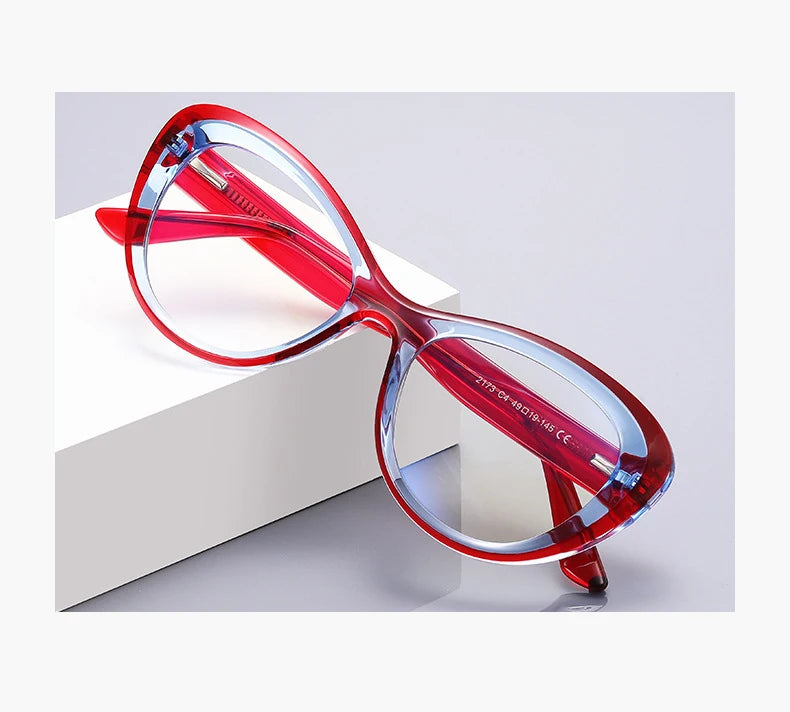 CCspace Women's Full Rim Cat Eye Plastic Eyeglasses 57389 - Stylish Retro Frames for Women, Lightweight & Durable, Perfect for Office, Reading & Fashion Accessories