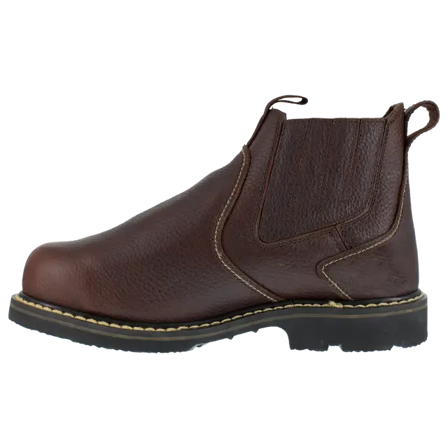 Groundbreaker Steel Toe Slip-On 6 Inch Work Boots with Metatarsal Guard - Brown Safety Shoes for Construction, Warehouse & Industrial Work