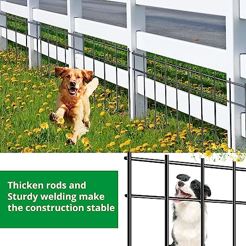 GARVEE 24x15 Inch No Dig Metal Fence - Rustproof Garden Barrier for Dogs, Rabbits & Small Animals | Easy Installation for Yards, Flower Beds & Landscaping
