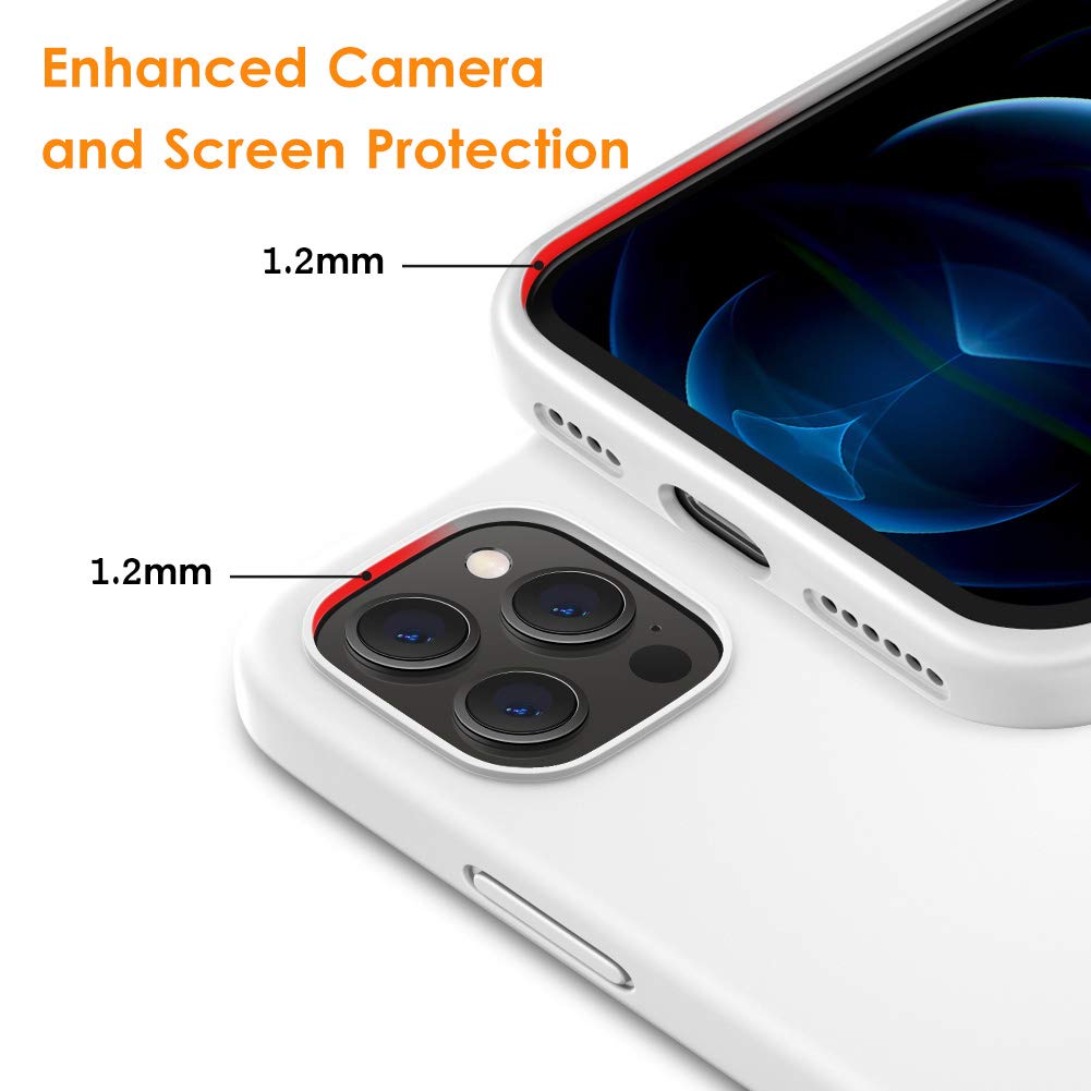 DTTO Shockproof Silicone Case for iPhone 12 Pro Max (6.7 inch 2020) - Full Body Protection with Honeycomb Cushion & Raised Camera/Screen Edges - Slim Fit Soft Rubber Cover (White) | Perfect for Outdoor Activities, Travel & Daily Use