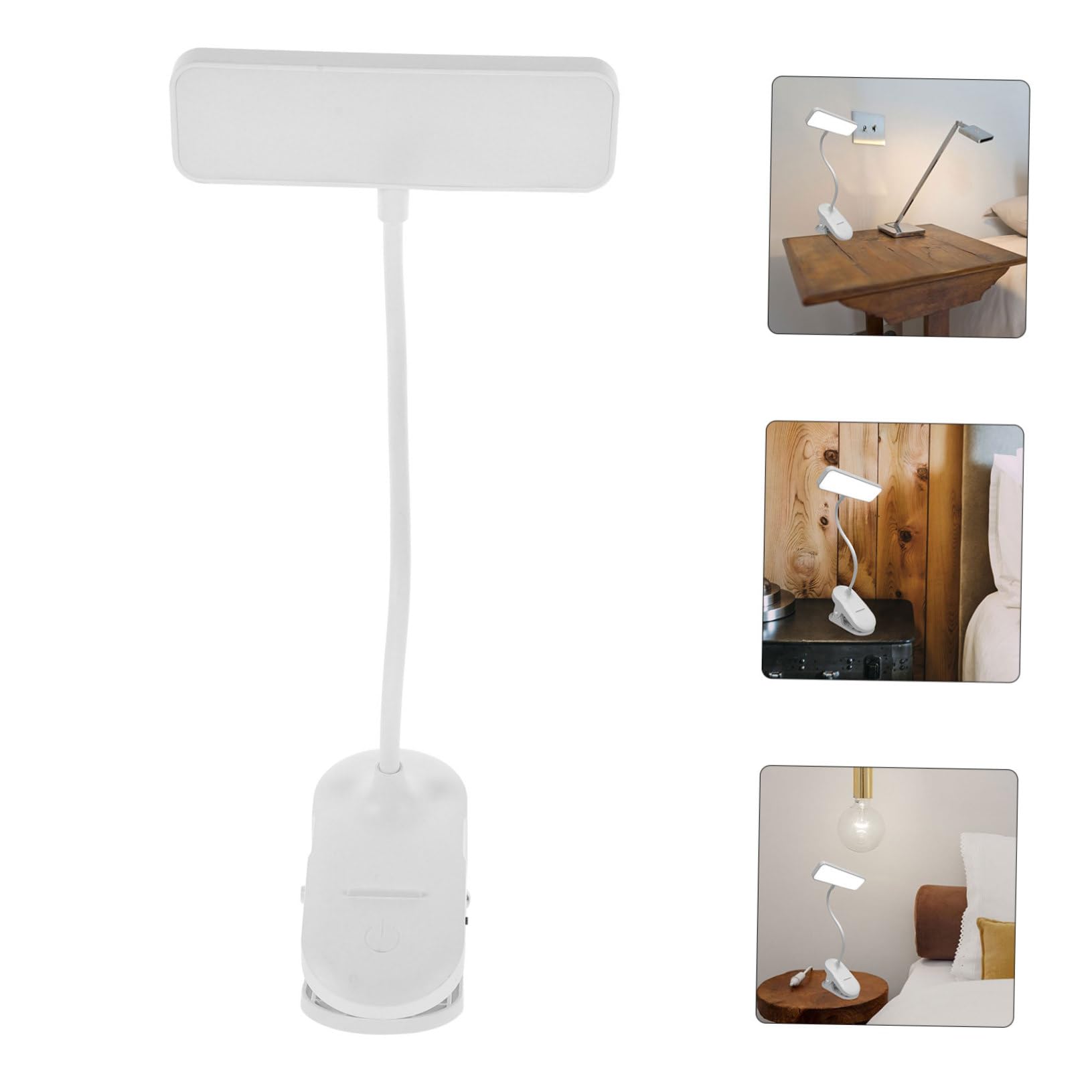 Veemoon Rechargeable LED Clip-on Table Lamp - 3 Brightness Levels, Portable Cordless Desk Light for Reading, Studying, Nightstand & Office Use