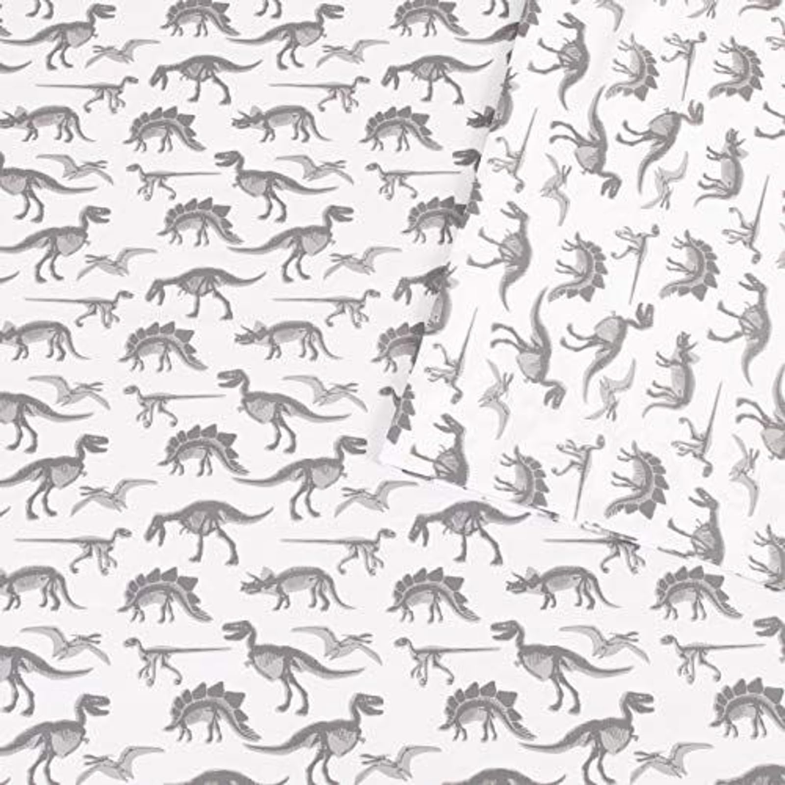Dinosaur X-ray Bed Sheet Set for Kids - 4 Piece Soft Brushed Microfiber Polyester (1 Flat Sheet, 1 Fitted Sheet, 2 Pillowcases) - Durable & Comfortable Boys Bedding - Perfect for Kids' Rooms, Sleepovers & Dinosaur Themed Decor