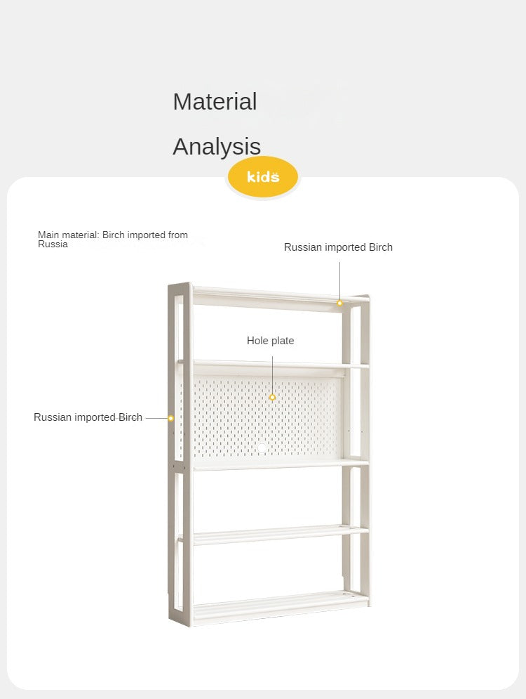 Birch Solid Wood Bookshelf - Modern Cream Floor Standing Bookcase with Adjustable Study Desk for Kids | Perfect for Children's Bedroom, Nursery, and Home Office Organization