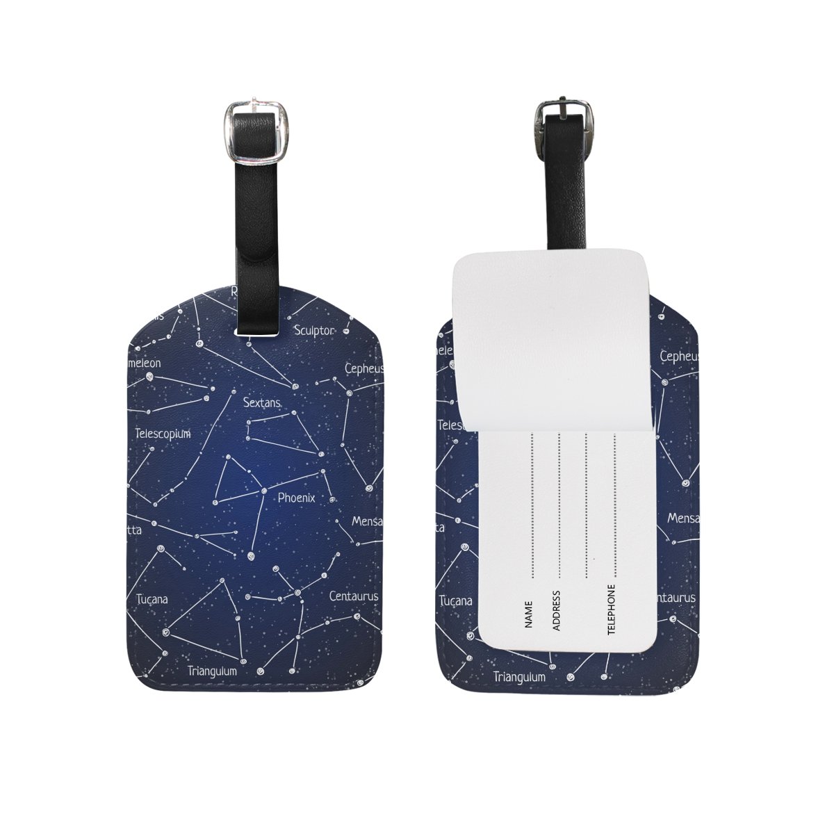 ALAZA Astronomy Constellations Luggage Tag - PU Leather Suitcase Baggage Label for Travel Accessories | Perfect for Space-Themed Travel Gear & Galaxy Lovers