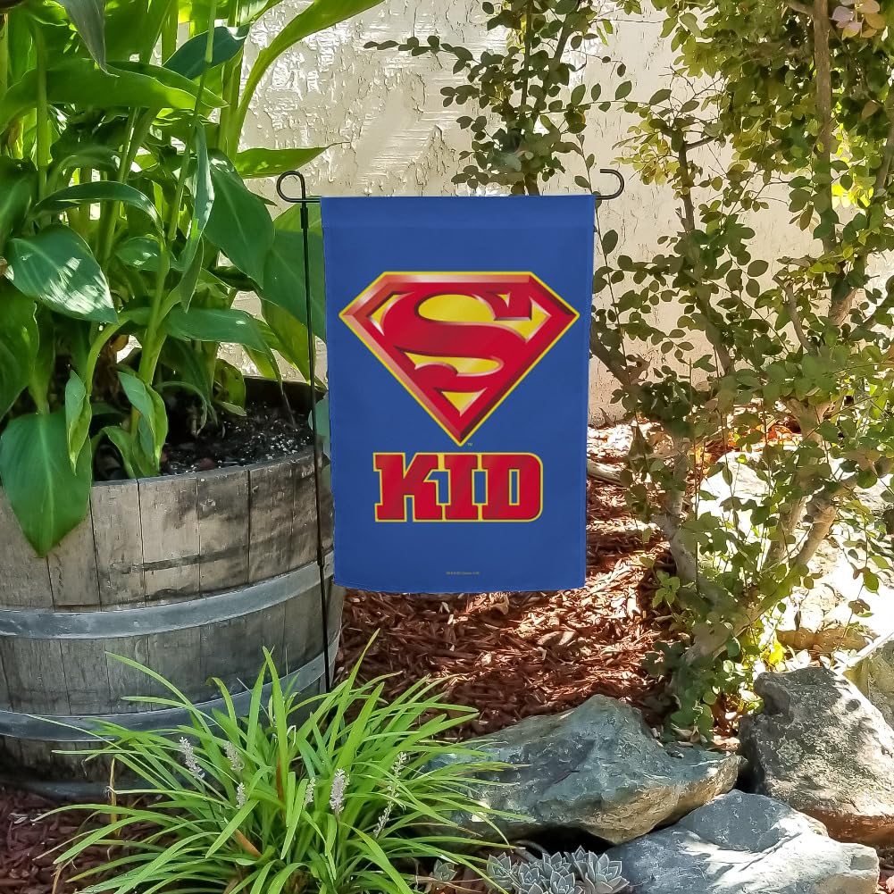 Superman Super Kid Shield Logo Garden Yard Flag - Decorative Outdoor Superhero Flag for Kids' Room, Backyard, and Playground