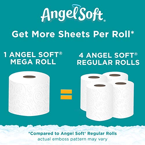 Angel Soft Toilet Paper - 12 Mega Rolls (Equivalent to 24 Regular Rolls) | Ultra Soft & Strong Bath Tissue for Home, Office & Travel Use