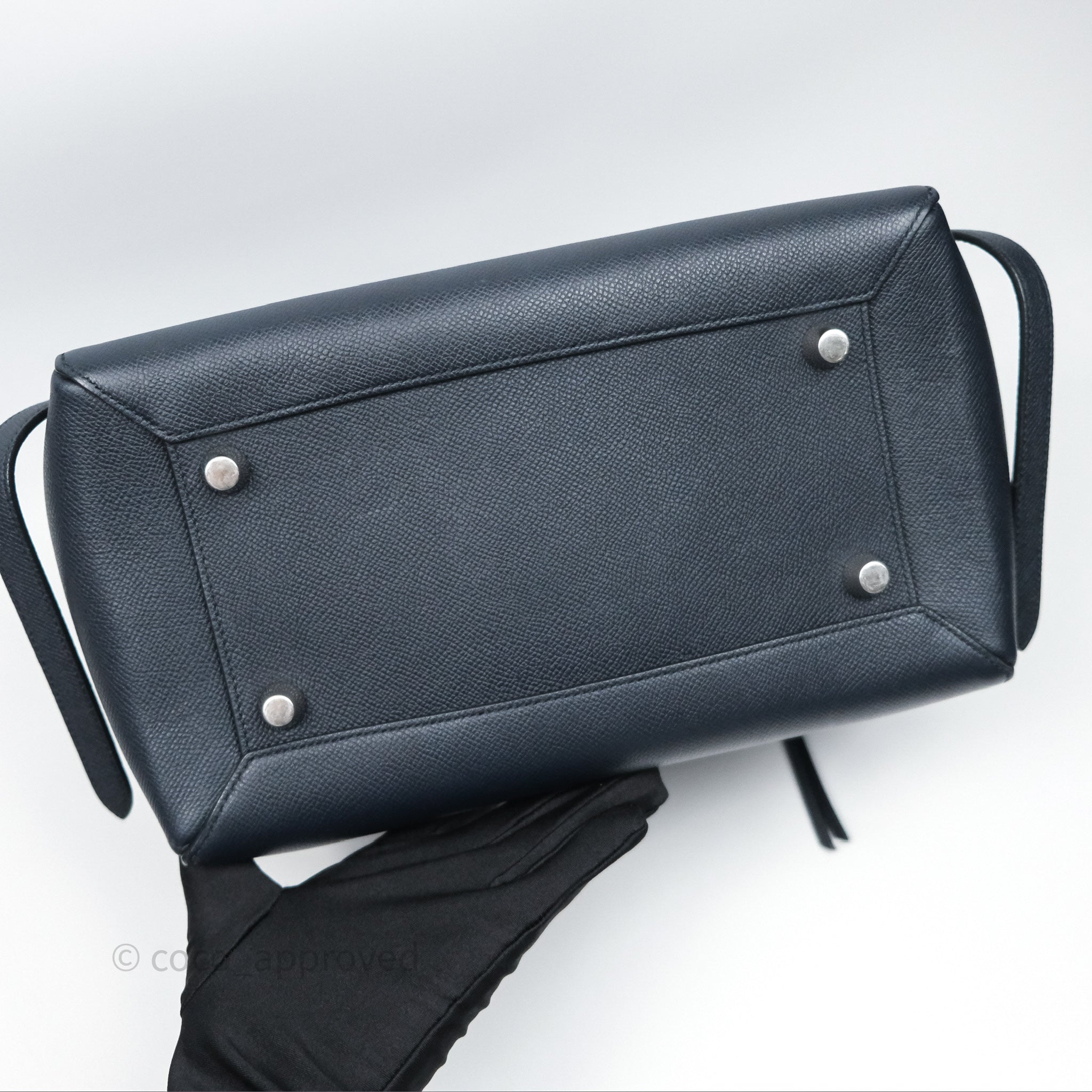 Celine Mini Belt Bag in Navy Grained Calfskin with Silver Hardware - Perfect for Everyday Use, Travel & Casual Outings
