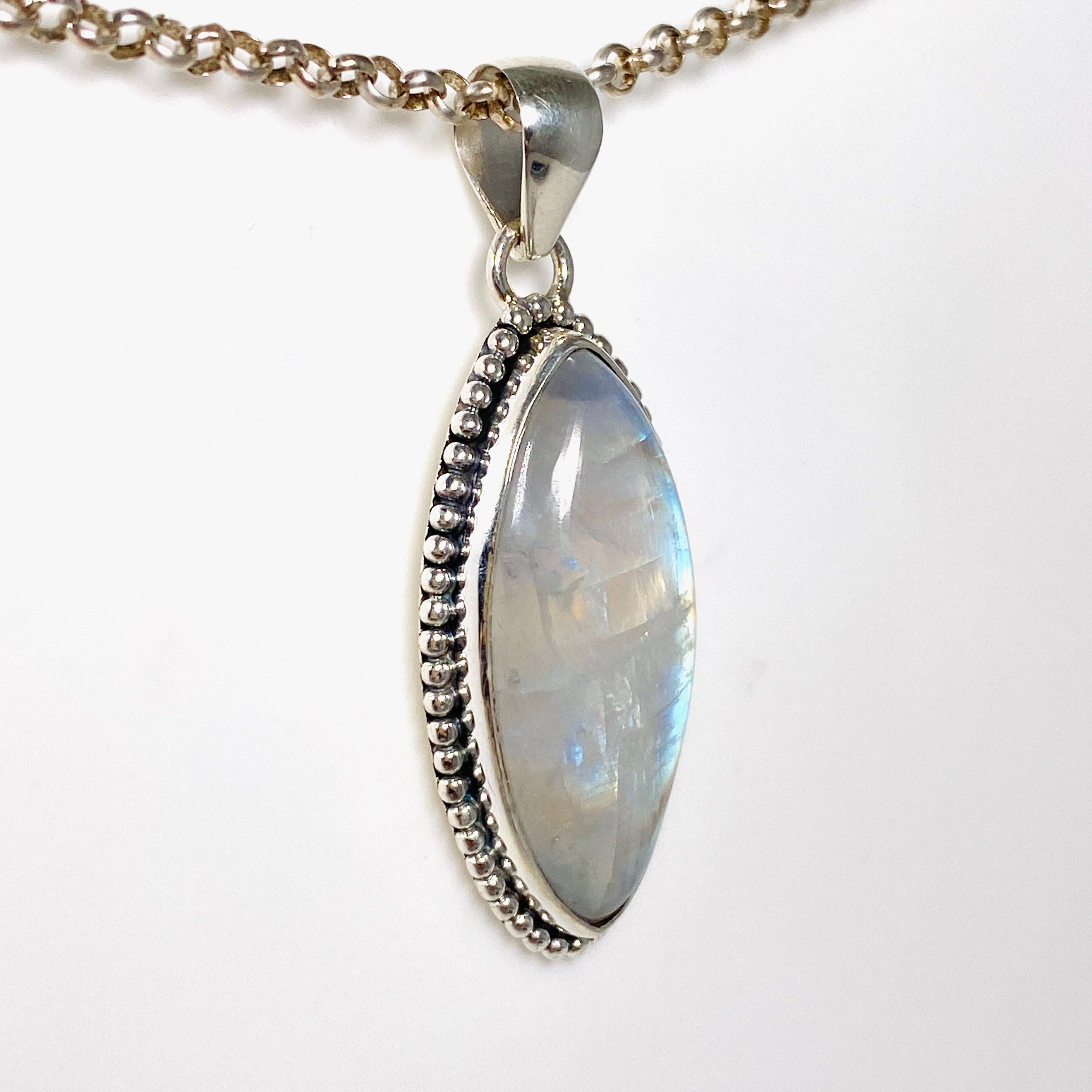 Moonstone Marquise Pendant Necklace KPGJ4033 - Elegant Gemstone Jewelry for Women, Perfect for Weddings, Parties & Special Occasions