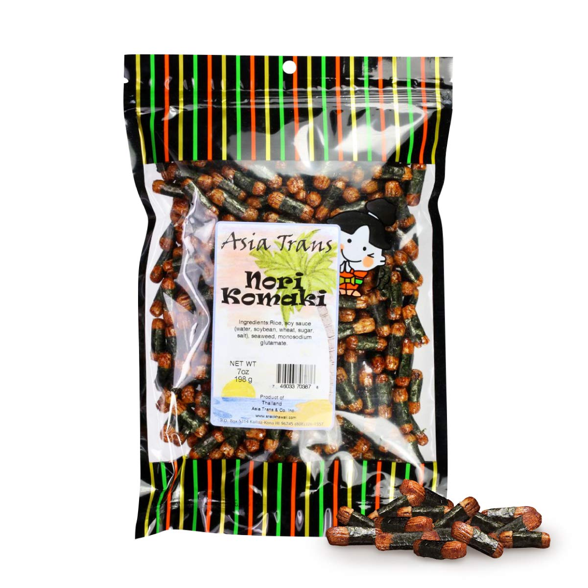 Crispy Japanese Rice Crackers with Shoyu Flavor & Seaweed - Kaki Mochi Hawaiian Chips - Low Fat Gourmet Snack - Sweet & Salty Umami Treat - 7oz - Perfect for Parties, Movie Nights & Asian-Inspired Snacking